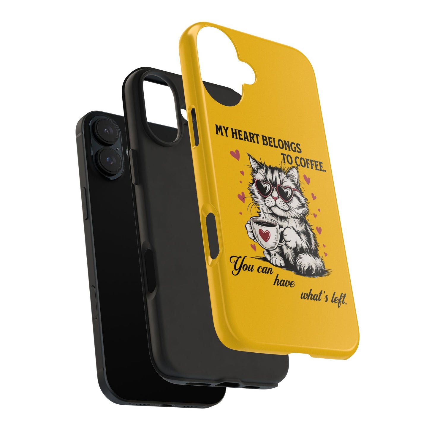 Coffee Lover Cat Phone Case - Cute Tough Phone Cover, Cat Mom Gift, Pet Lover Accessory, Coffee Addict Case, Unique Phone Protector