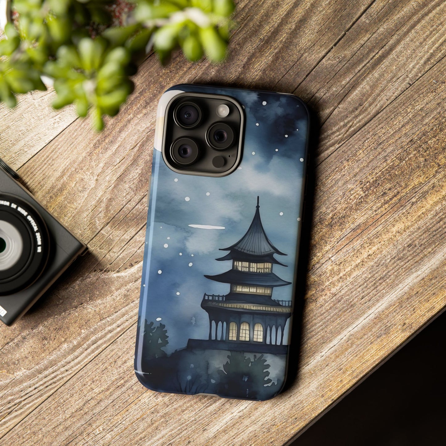 Winter Themed Phone Case, Night Sky Cell Phone Cover, Cozy Snowy Scene, Gift for Nature Lovers, Customizable Case