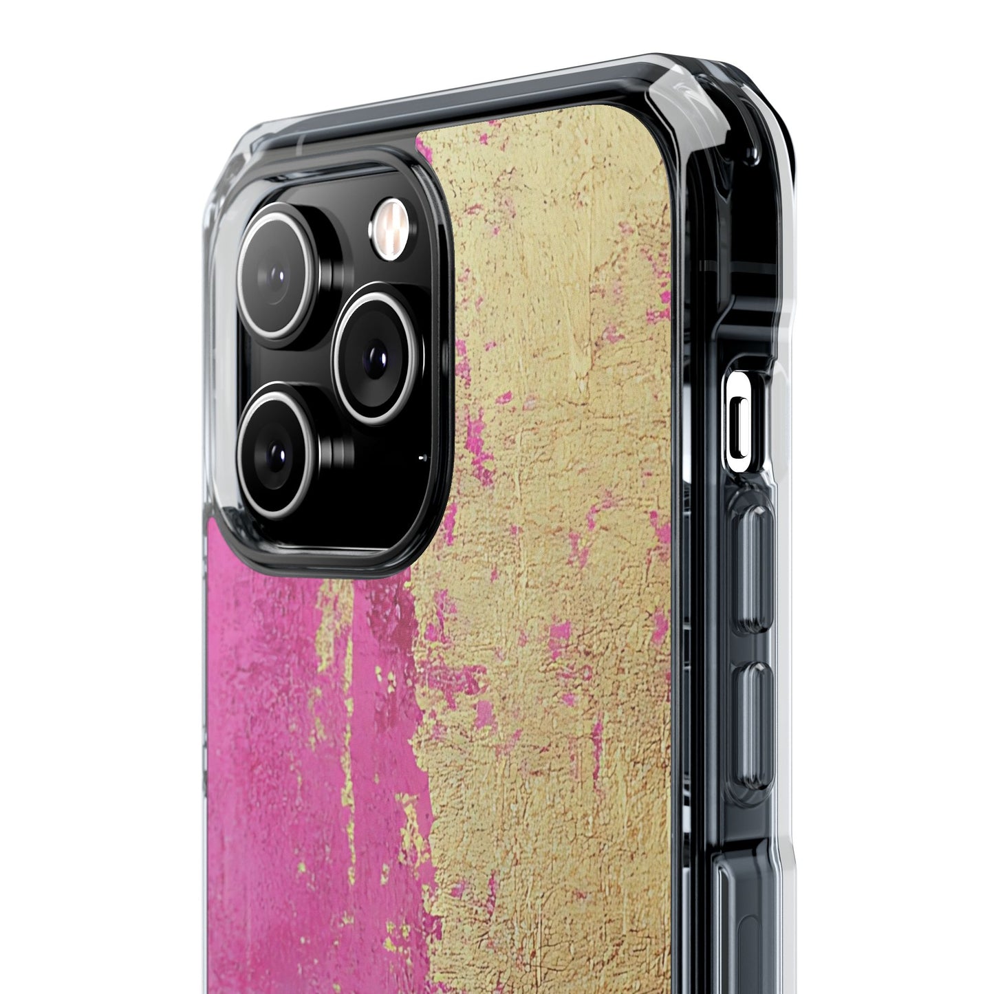 Stylish Magnetic Phone Case, Pink and Gold Phone Cover, Clear Impact Case for iPhone, Trendy Phone Accessories, Unique Gift Idea