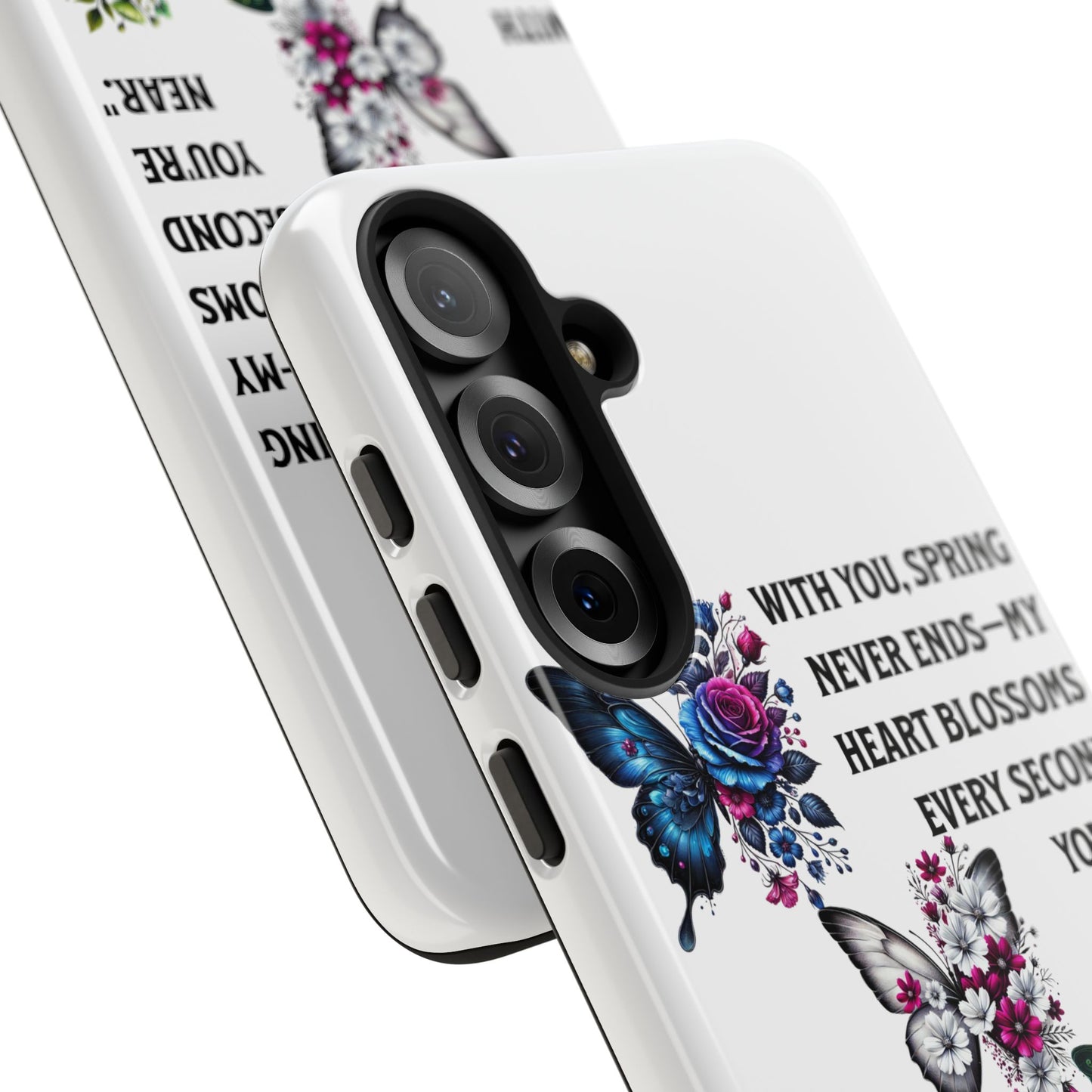 Floral Phone Case for Spring Lovers, Tough Cases, Inspirational Gift, Mother's Day Present, Floral Art Case, Butterfly Decor