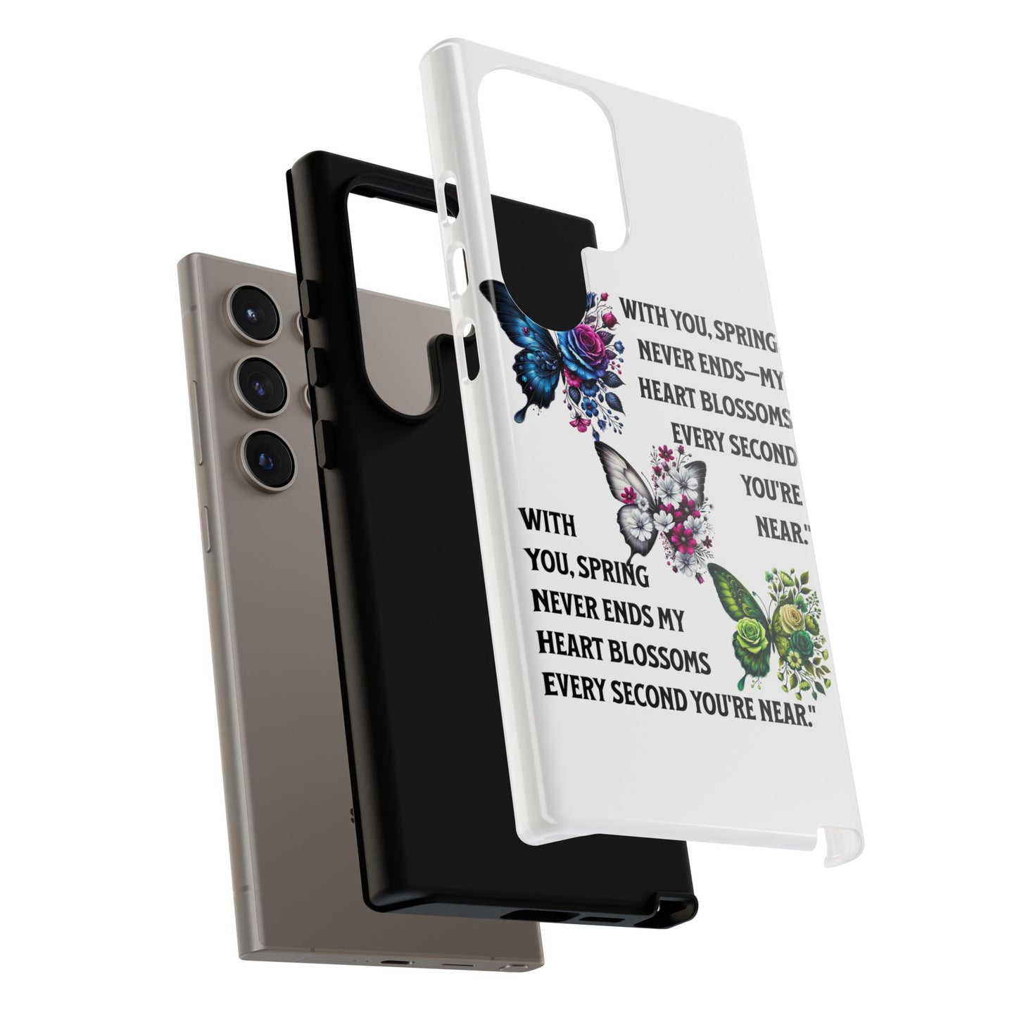 Floral Phone Case for Spring Lovers, Tough Cases, Inspirational Gift, Mother's Day Present, Floral Art Case, Butterfly Decor