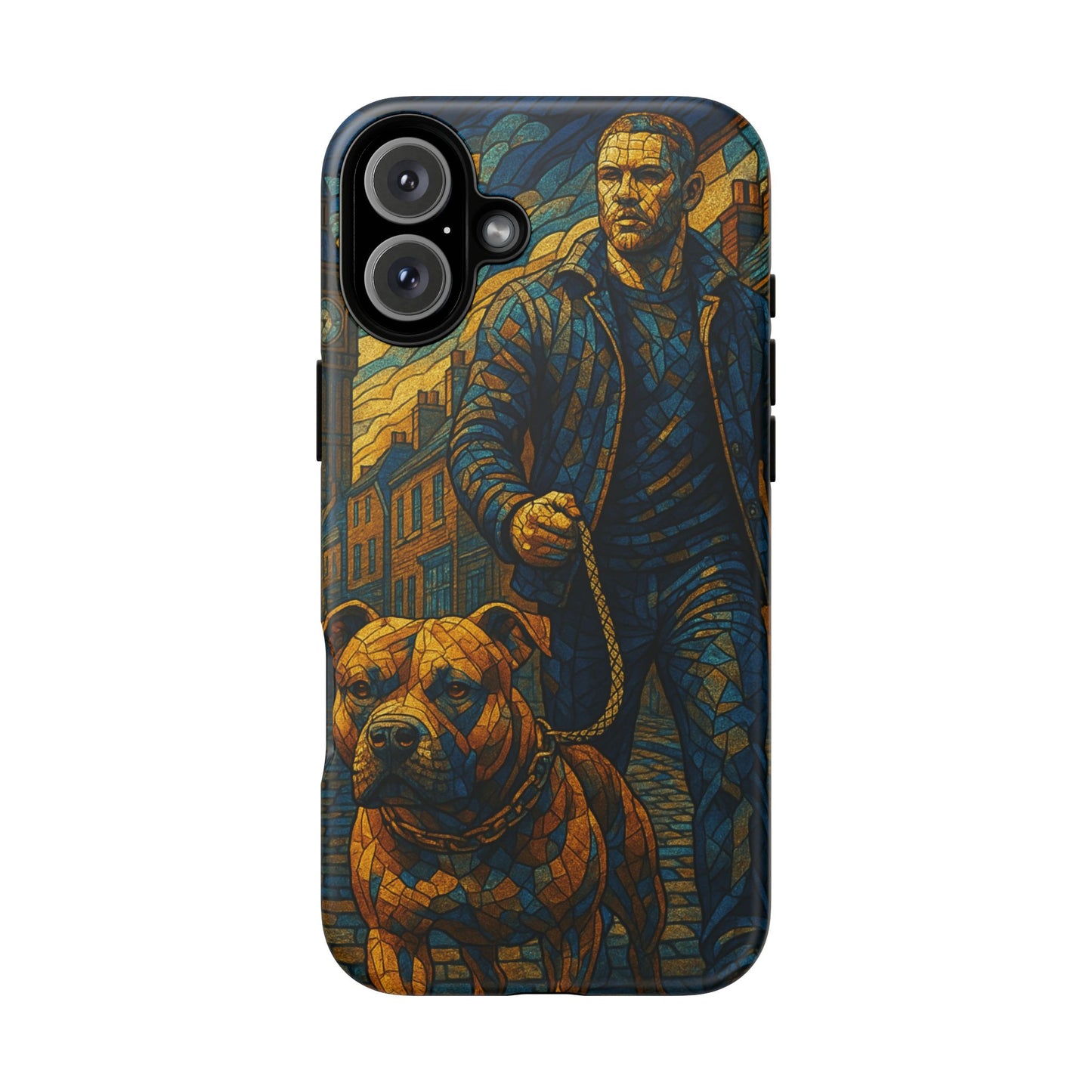 Bold Art Phone Case - Tough Cases for Dog Lovers, Unique Gift for Pet Owners, Phone Accessories for Him, Vibrant Dog Design, Stylish [...]Urban Mosaic Pitbull iPhone Case