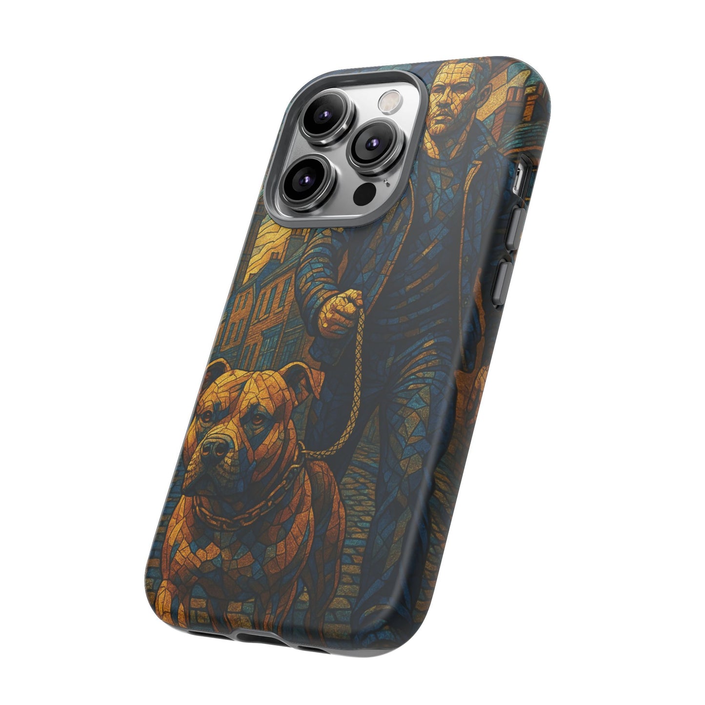 Bold Art Phone Case - Tough Cases for Dog Lovers, Unique Gift for Pet Owners, Phone Accessories for Him, Vibrant Dog Design, Stylish [...]Urban Mosaic Pitbull iPhone Case