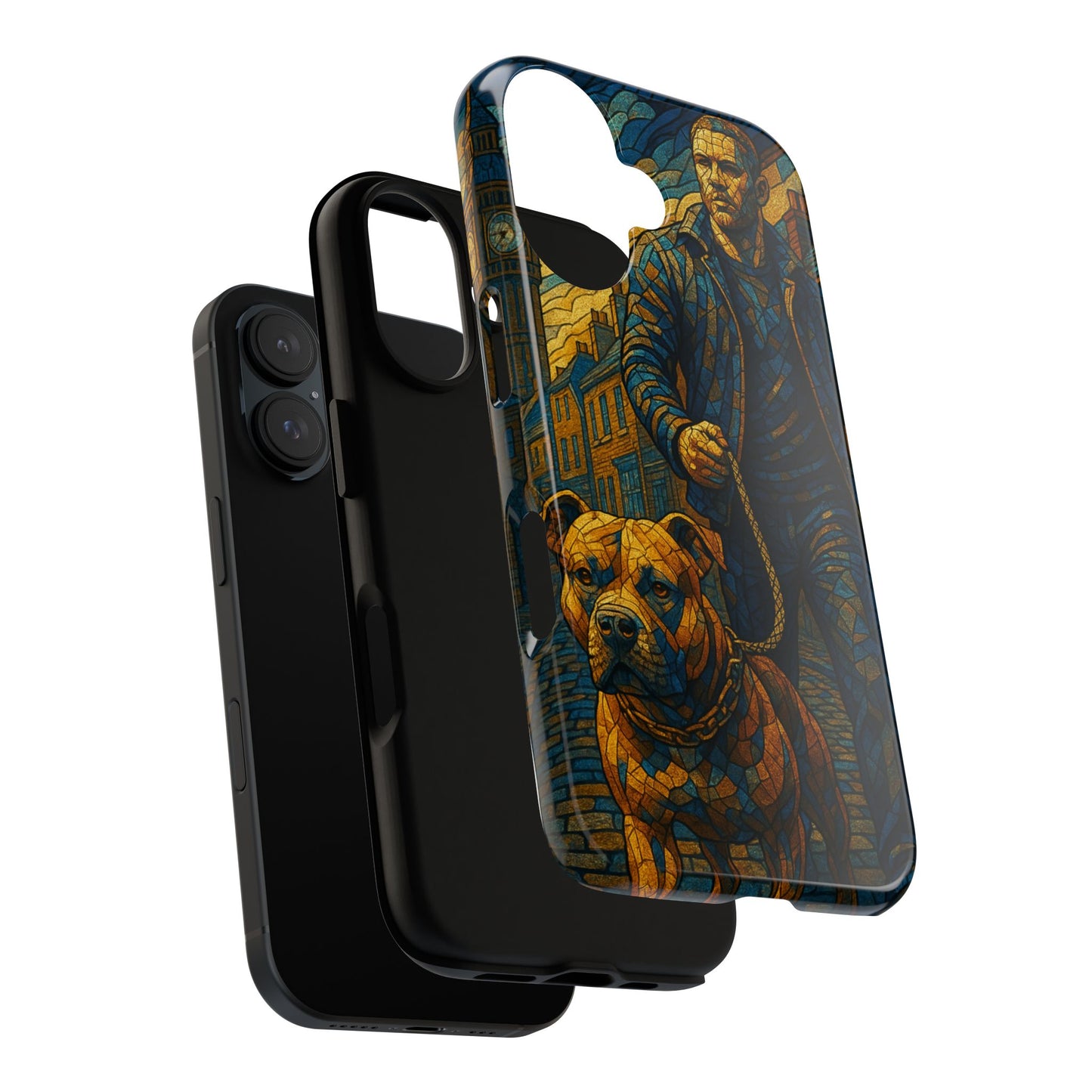 Bold Art Phone Case - Tough Cases for Dog Lovers, Unique Gift for Pet Owners, Phone Accessories for Him, Vibrant Dog Design, Stylish [...]Urban Mosaic Pitbull iPhone Case