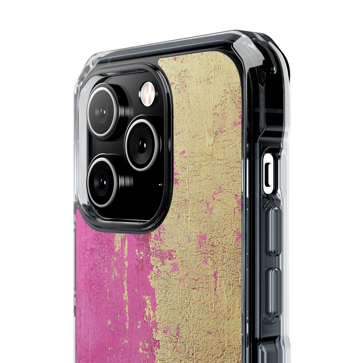 Stylish Magnetic Phone Case, Pink and Gold Phone Cover, Clear Impact Case for iPhone, Trendy Phone Accessories, Unique Gift Idea