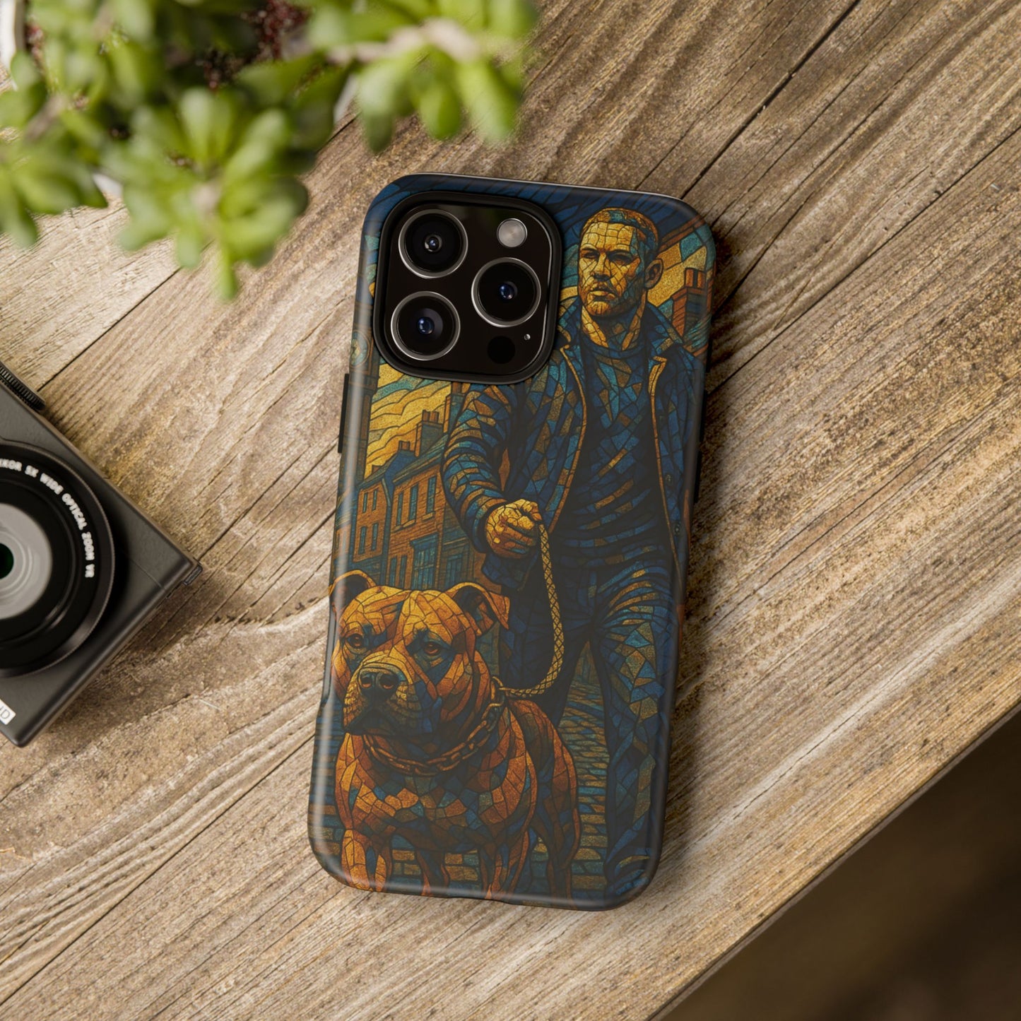 Bold Art Phone Case - Tough Cases for Dog Lovers, Unique Gift for Pet Owners, Phone Accessories for Him, Vibrant Dog Design, Stylish [...]Urban Mosaic Pitbull iPhone Case