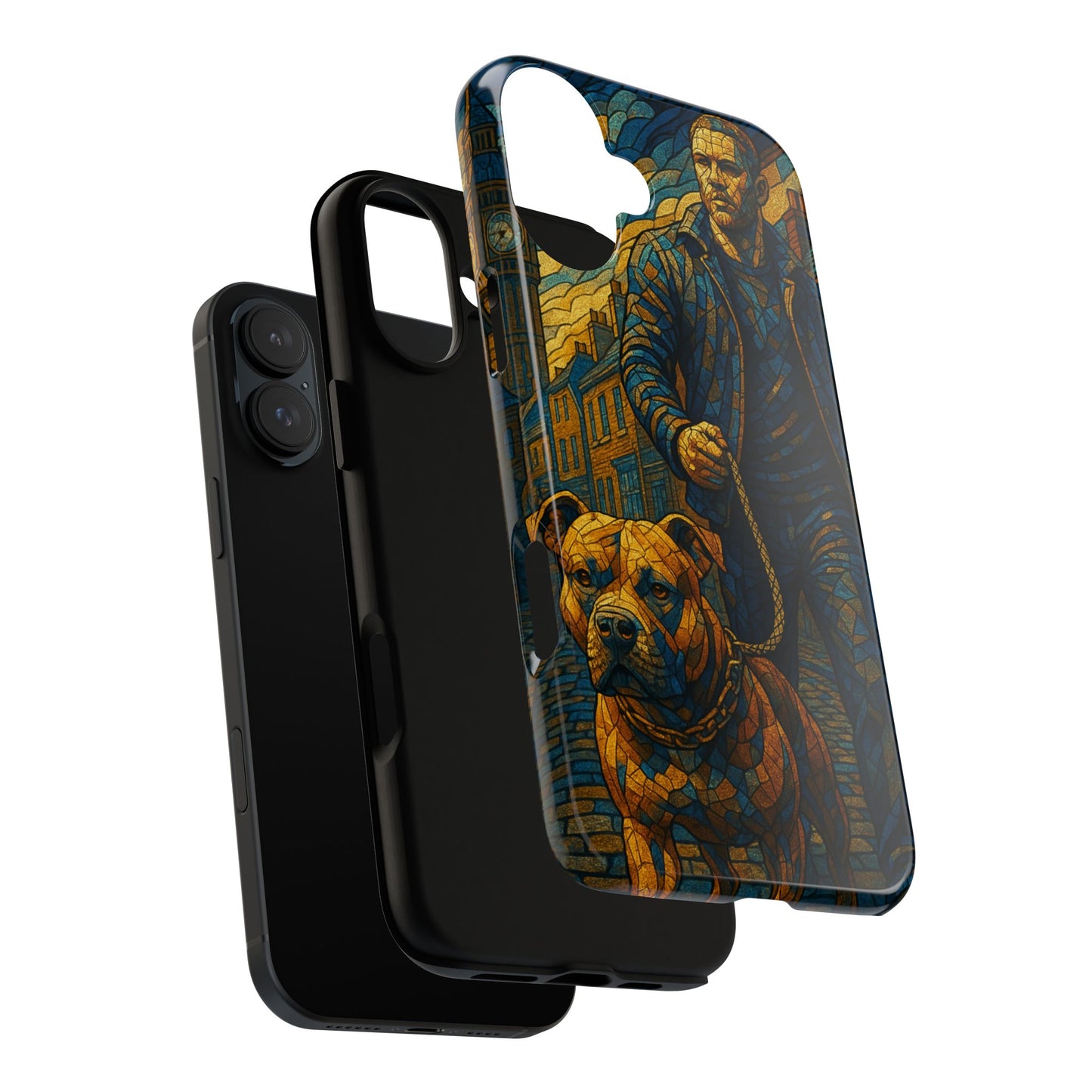 Bold Art Phone Case - Tough Cases for Dog Lovers, Unique Gift for Pet Owners, Phone Accessories for Him, Vibrant Dog Design, Stylish [...]Urban Mosaic Pitbull iPhone Case