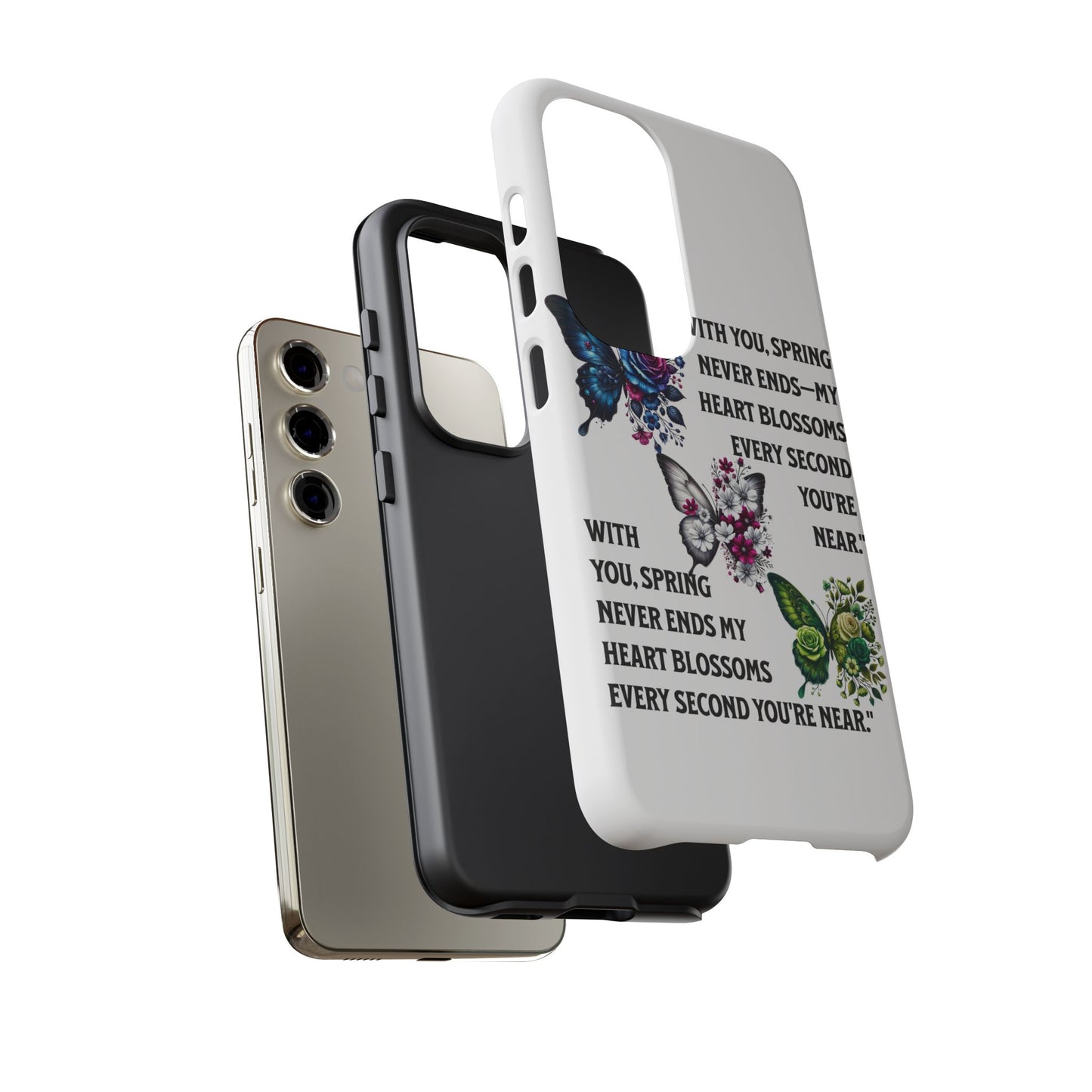 Floral Phone Case for Spring Lovers, Tough Cases, Inspirational Gift, Mother's Day Present, Floral Art Case, Butterfly Decor