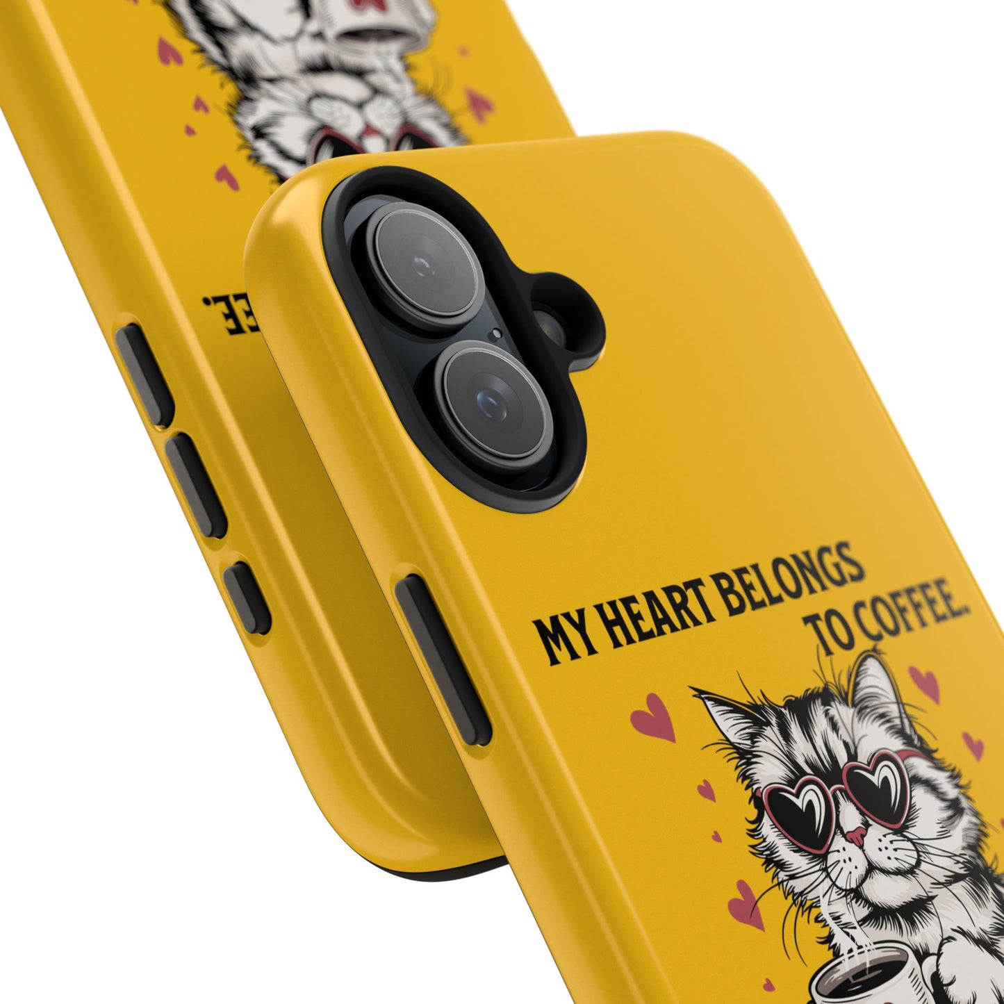 Coffee Lover Cat Phone Case - Cute Tough Phone Cover, Cat Mom Gift, Pet Lover Accessory, Coffee Addict Case, Unique Phone Protector