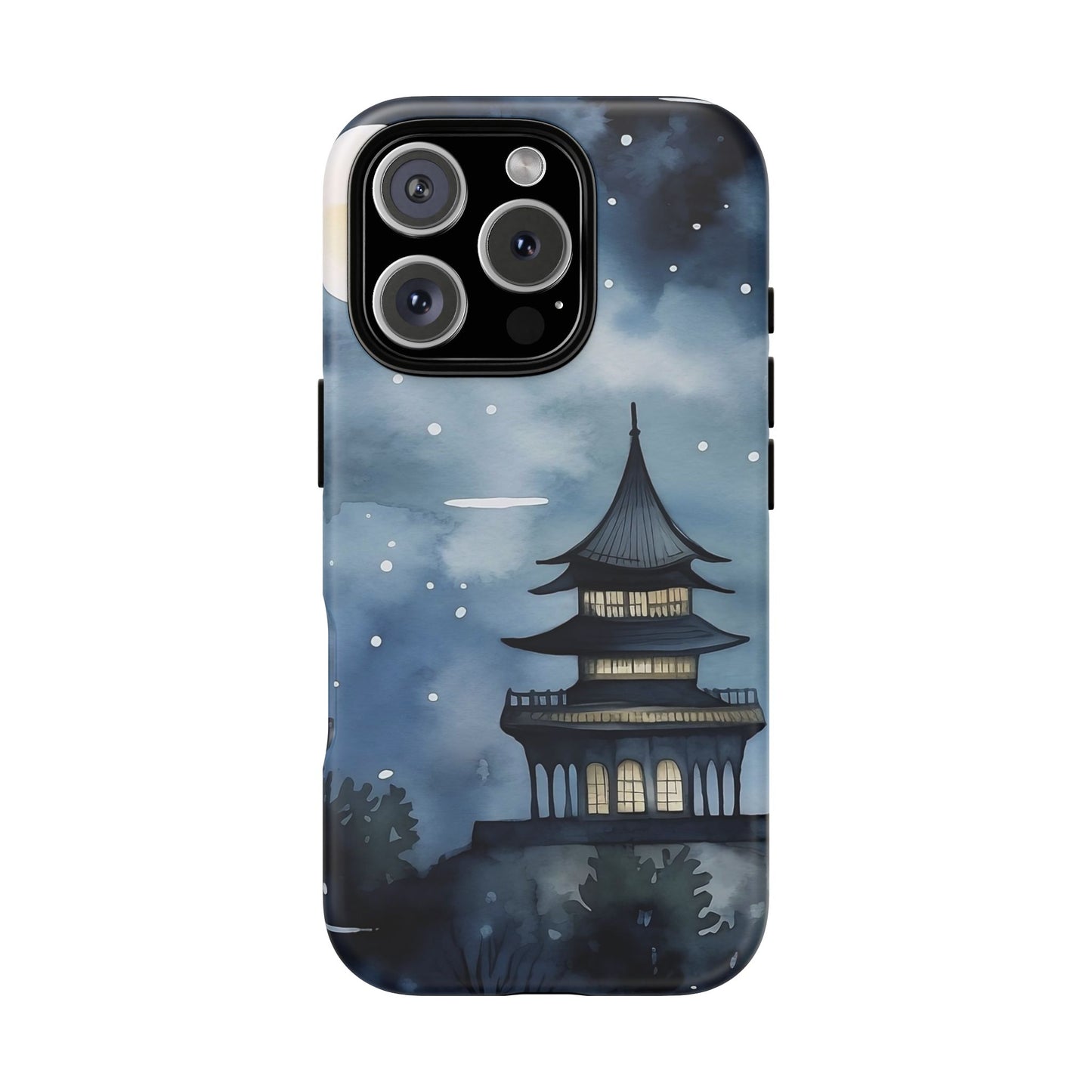 Winter Themed Phone Case, Night Sky Cell Phone Cover, Cozy Snowy Scene, Gift for Nature Lovers, Customizable Case