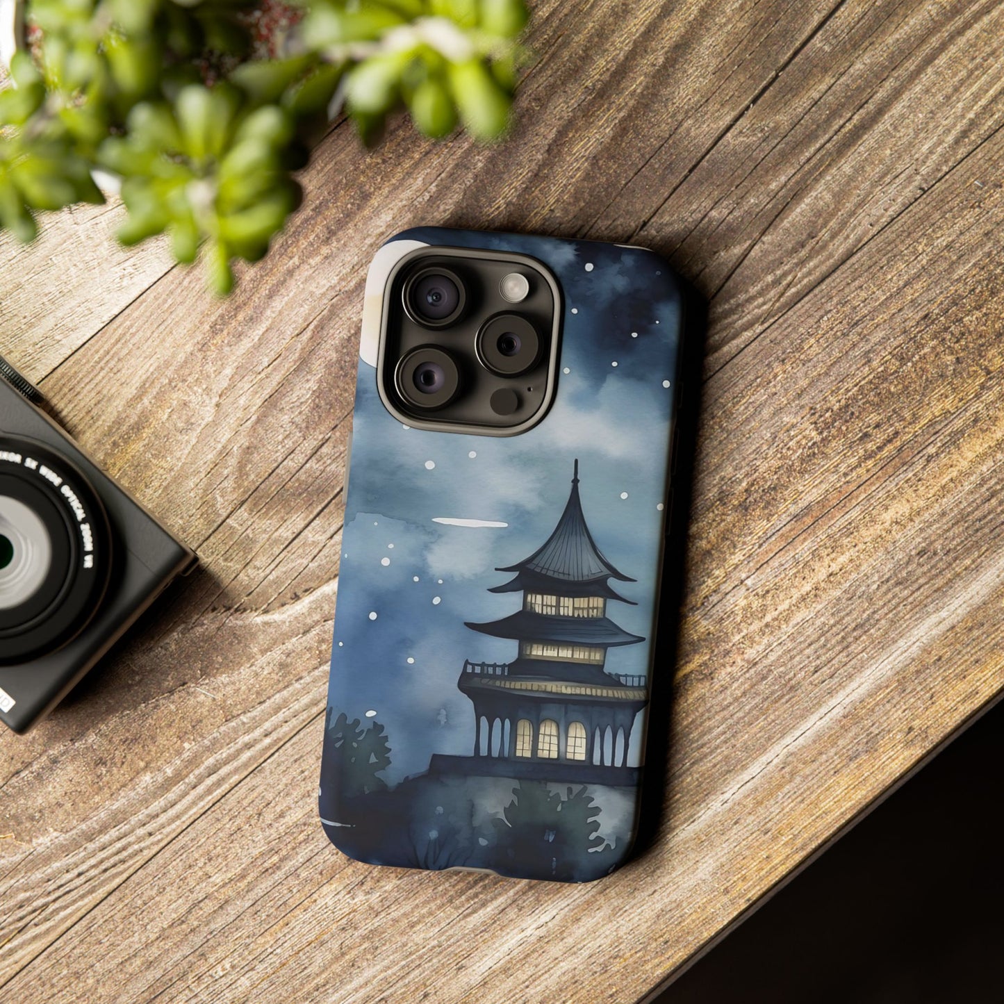Winter Themed Phone Case, Night Sky Cell Phone Cover, Cozy Snowy Scene, Gift for Nature Lovers, Customizable Case