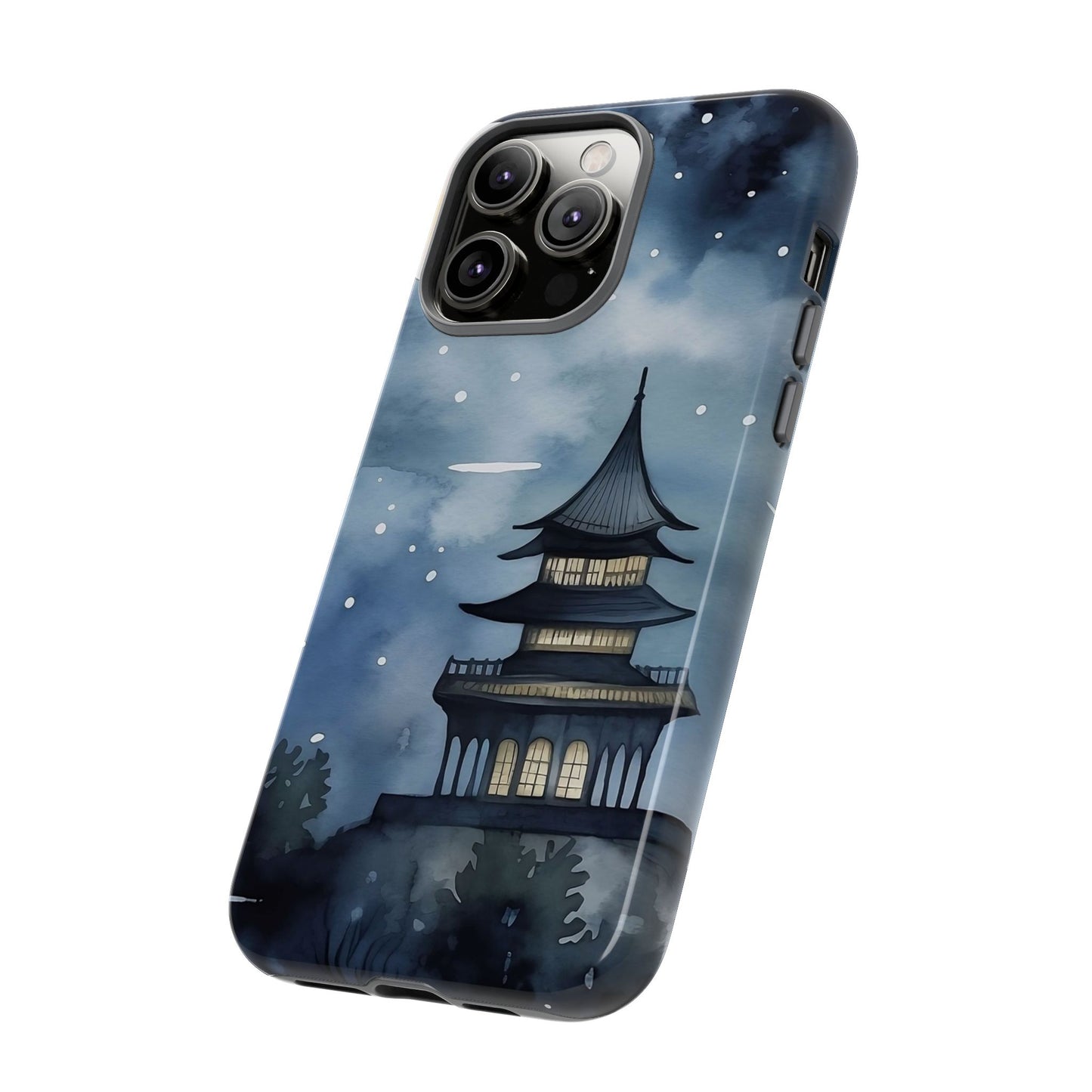 Winter Themed Phone Case, Night Sky Cell Phone Cover, Cozy Snowy Scene, Gift for Nature Lovers, Customizable Case