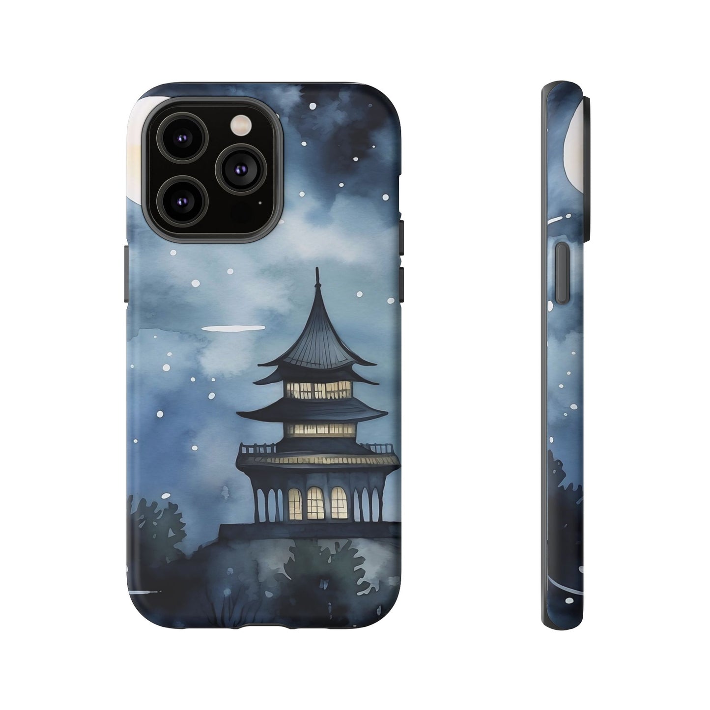 Winter Themed Phone Case, Night Sky Cell Phone Cover, Cozy Snowy Scene, Gift for Nature Lovers, Customizable Case