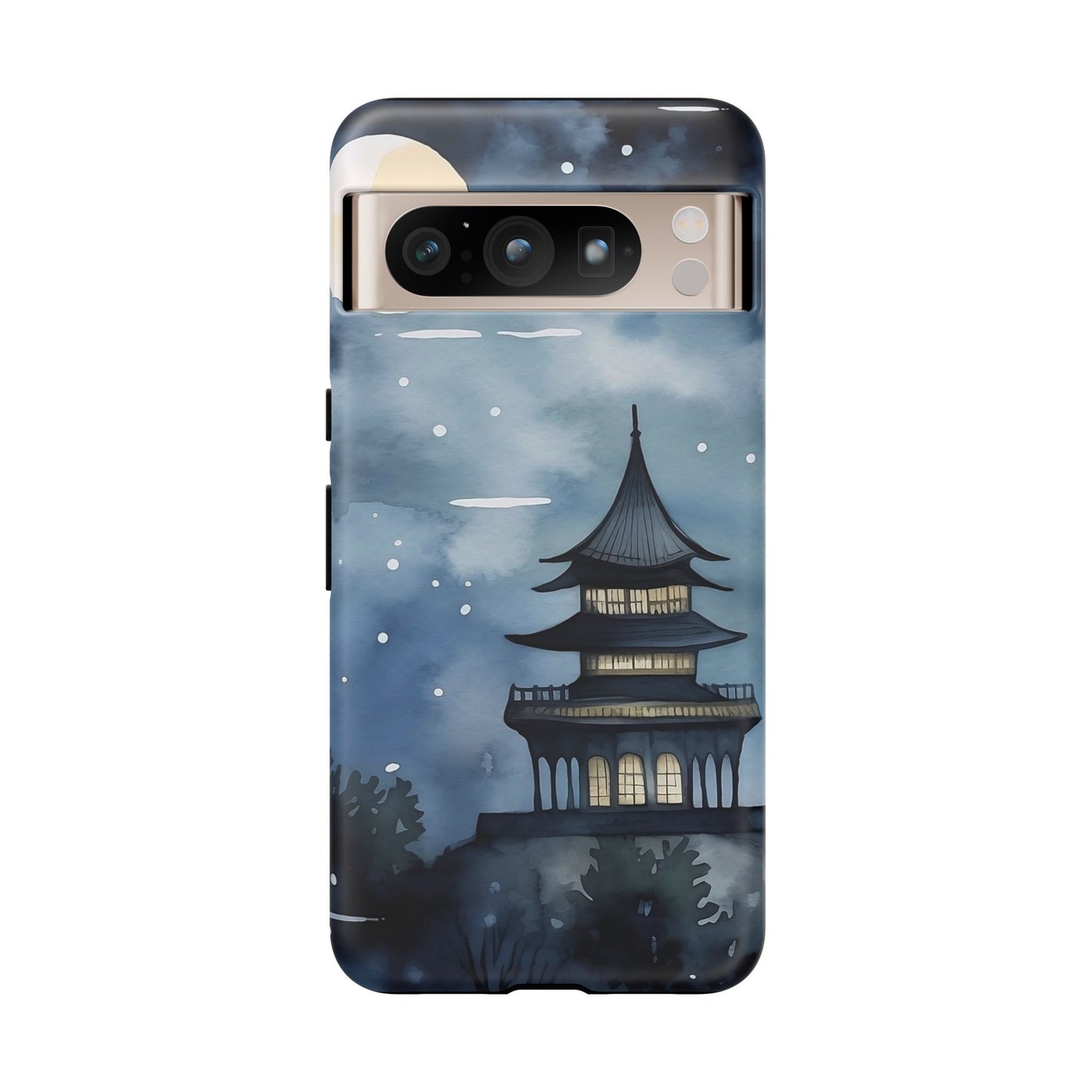 Winter Themed Phone Case, Night Sky Cell Phone Cover, Cozy Snowy Scene, Gift for Nature Lovers, Customizable Case