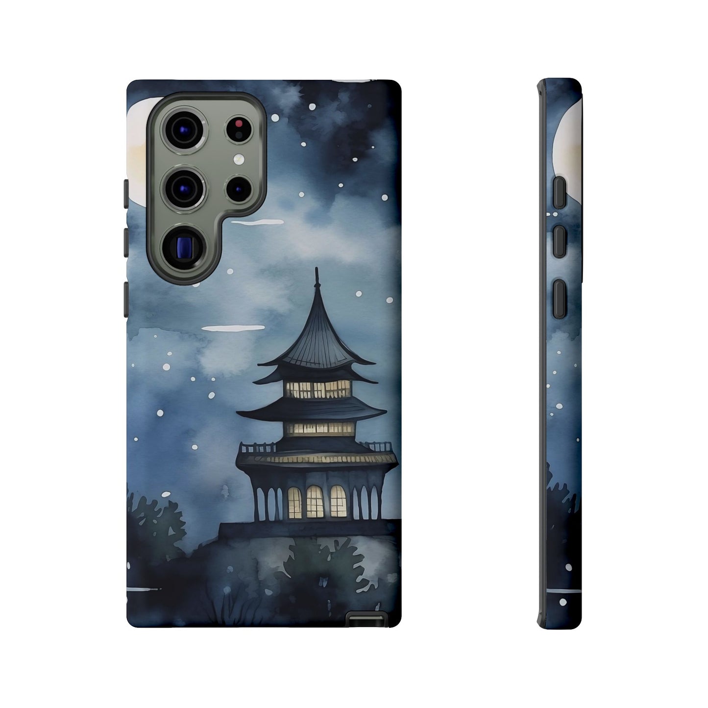 Winter Themed Phone Case, Night Sky Cell Phone Cover, Cozy Snowy Scene, Gift for Nature Lovers, Customizable Case