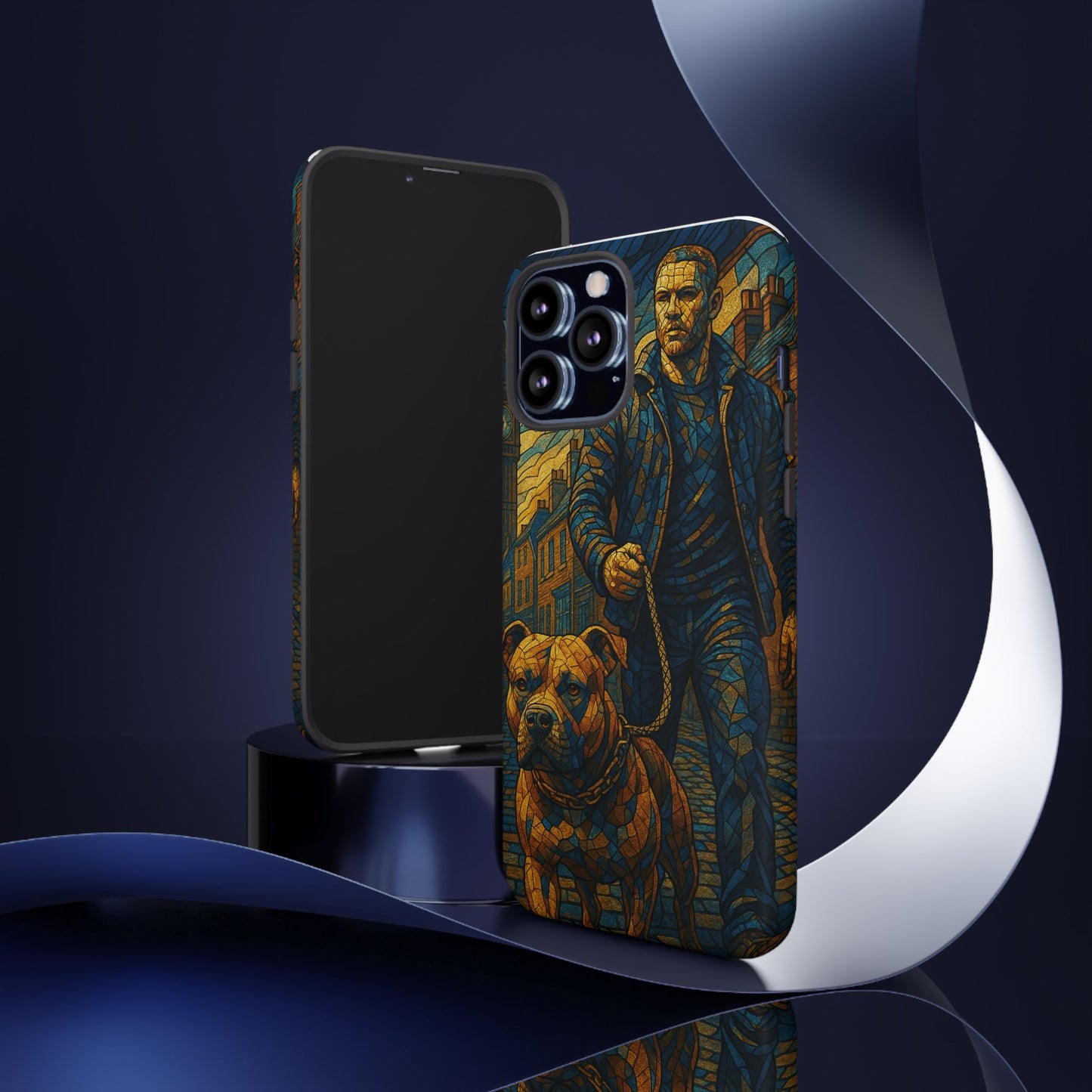 Bold Art Phone Case - Tough Cases for Dog Lovers, Unique Gift for Pet Owners, Phone Accessories for Him, Vibrant Dog Design, Stylish [...]Urban Mosaic Pitbull iPhone Case