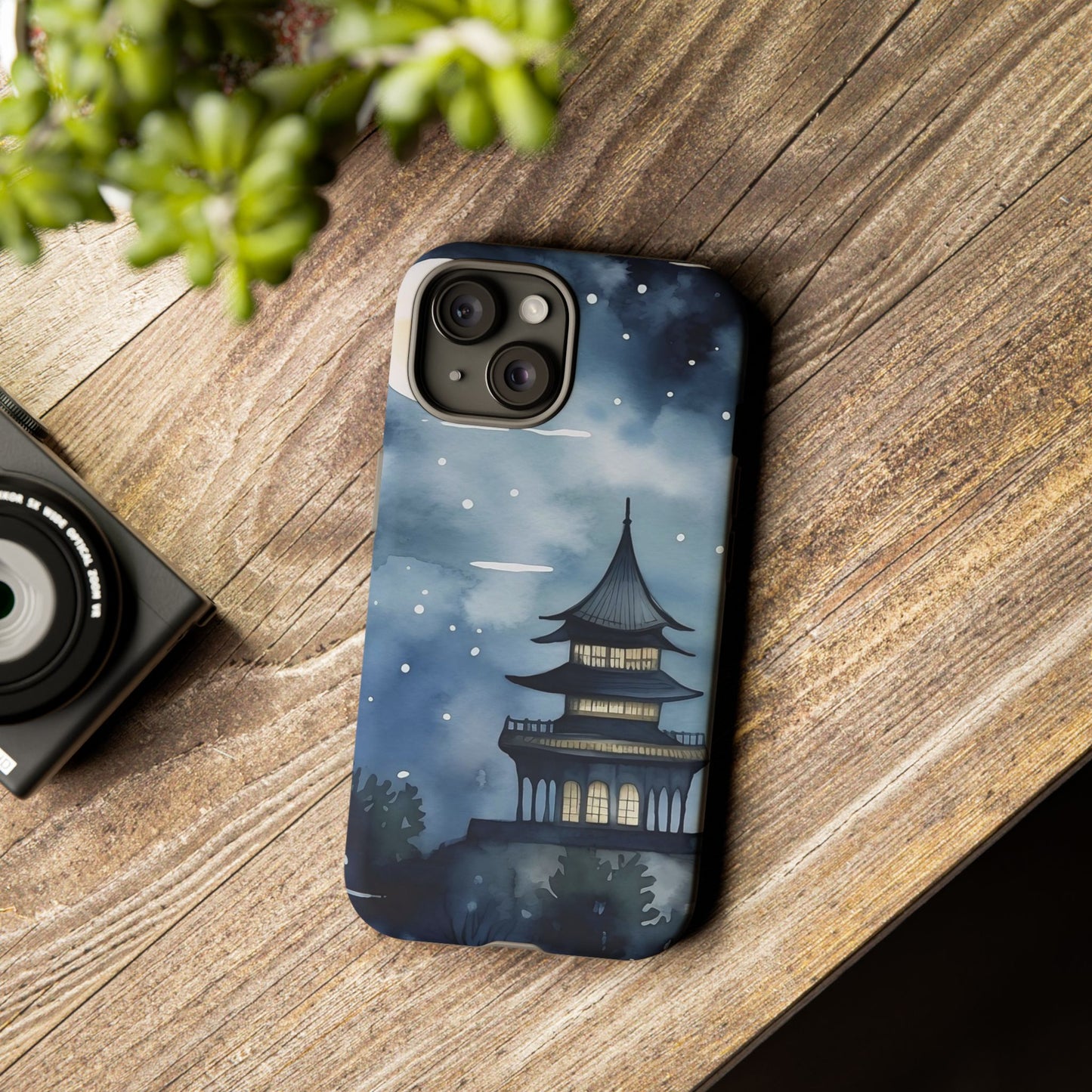 Winter Themed Phone Case, Night Sky Cell Phone Cover, Cozy Snowy Scene, Gift for Nature Lovers, Customizable Case
