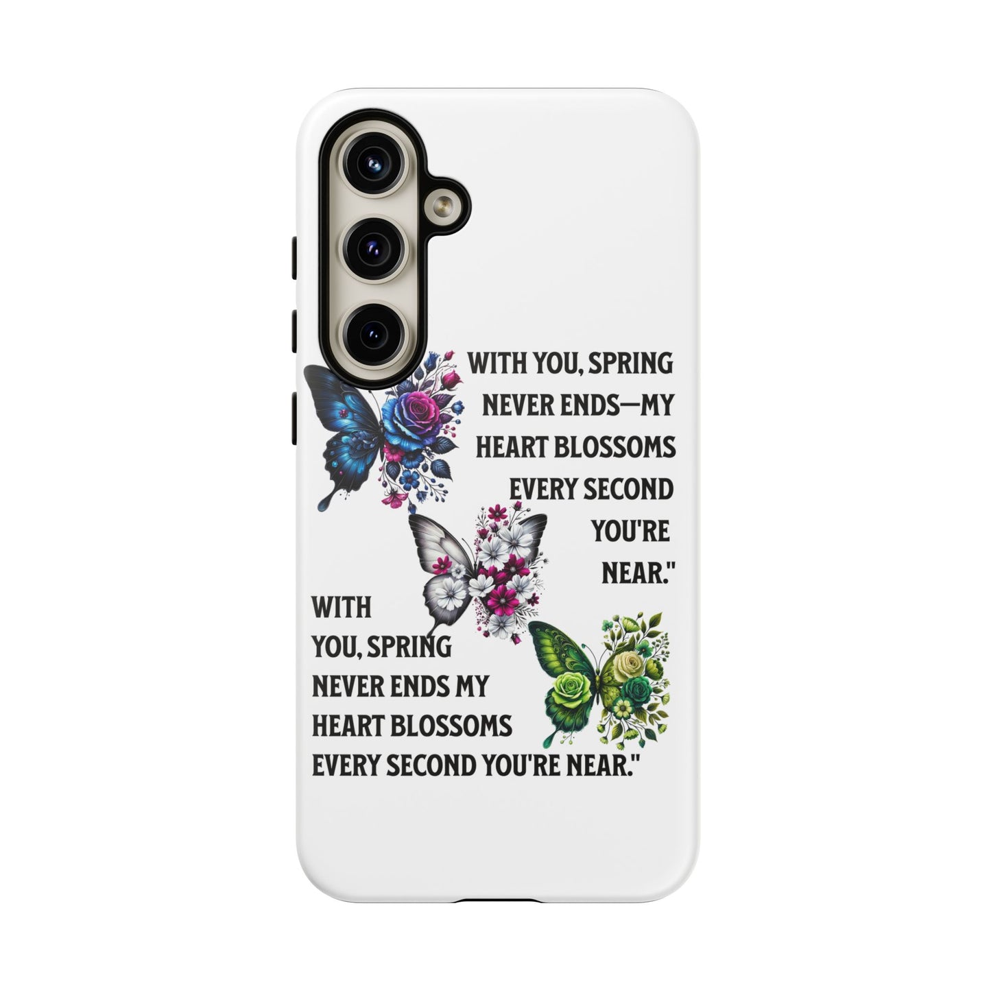 Floral Phone Case for Spring Lovers, Tough Cases, Inspirational Gift, Mother's Day Present, Floral Art Case, Butterfly Decor