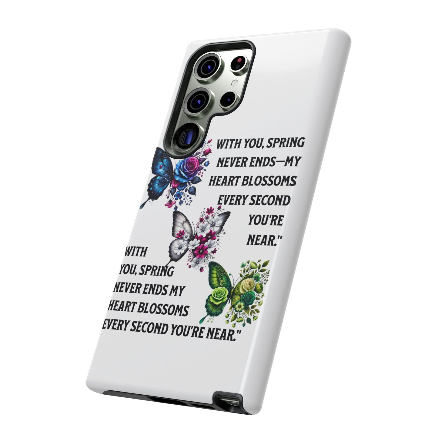 Floral Phone Case for Spring Lovers, Tough Cases, Inspirational Gift, Mother's Day Present, Floral Art Case, Butterfly Decor