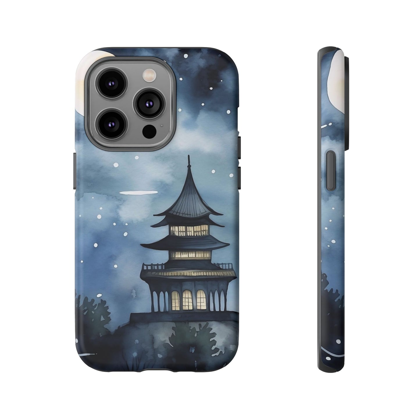 Winter Themed Phone Case, Night Sky Cell Phone Cover, Cozy Snowy Scene, Gift for Nature Lovers, Customizable Case