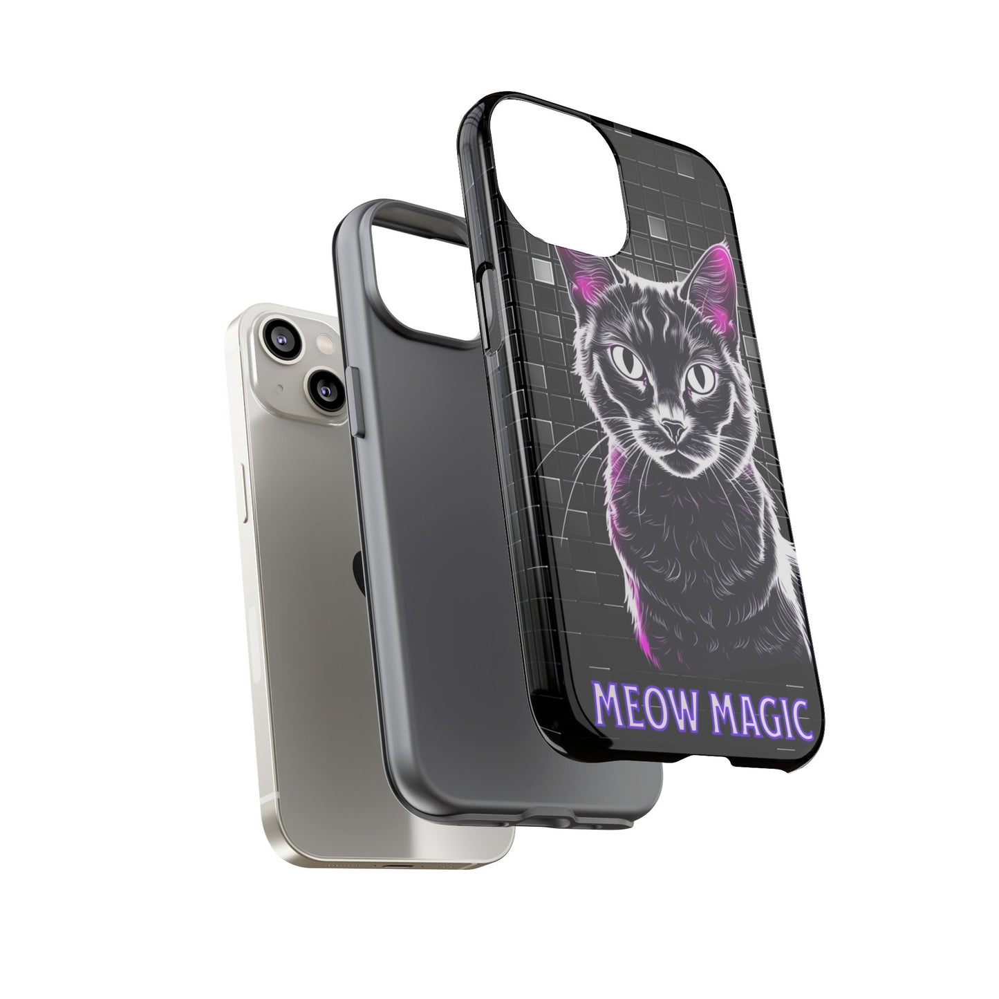 Cat Phone Case - Meow Magic, Cute Cat Lover Gift, Cat Mom Accessory, Pet-Themed Phone Cover, Stylish Cat Art Case