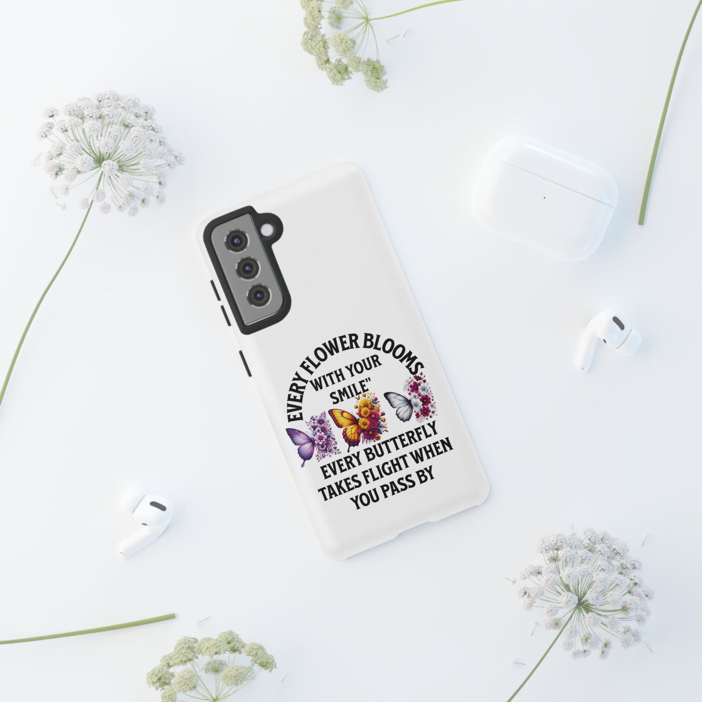 Butterfly Phone Case - Inspirational Floral Design, Perfect Gift for Nature Lovers, Birthdays, and Encouragement