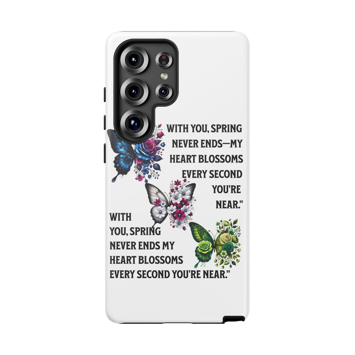 Floral Phone Case for Spring Lovers, Tough Cases, Inspirational Gift, Mother's Day Present, Floral Art Case, Butterfly Decor
