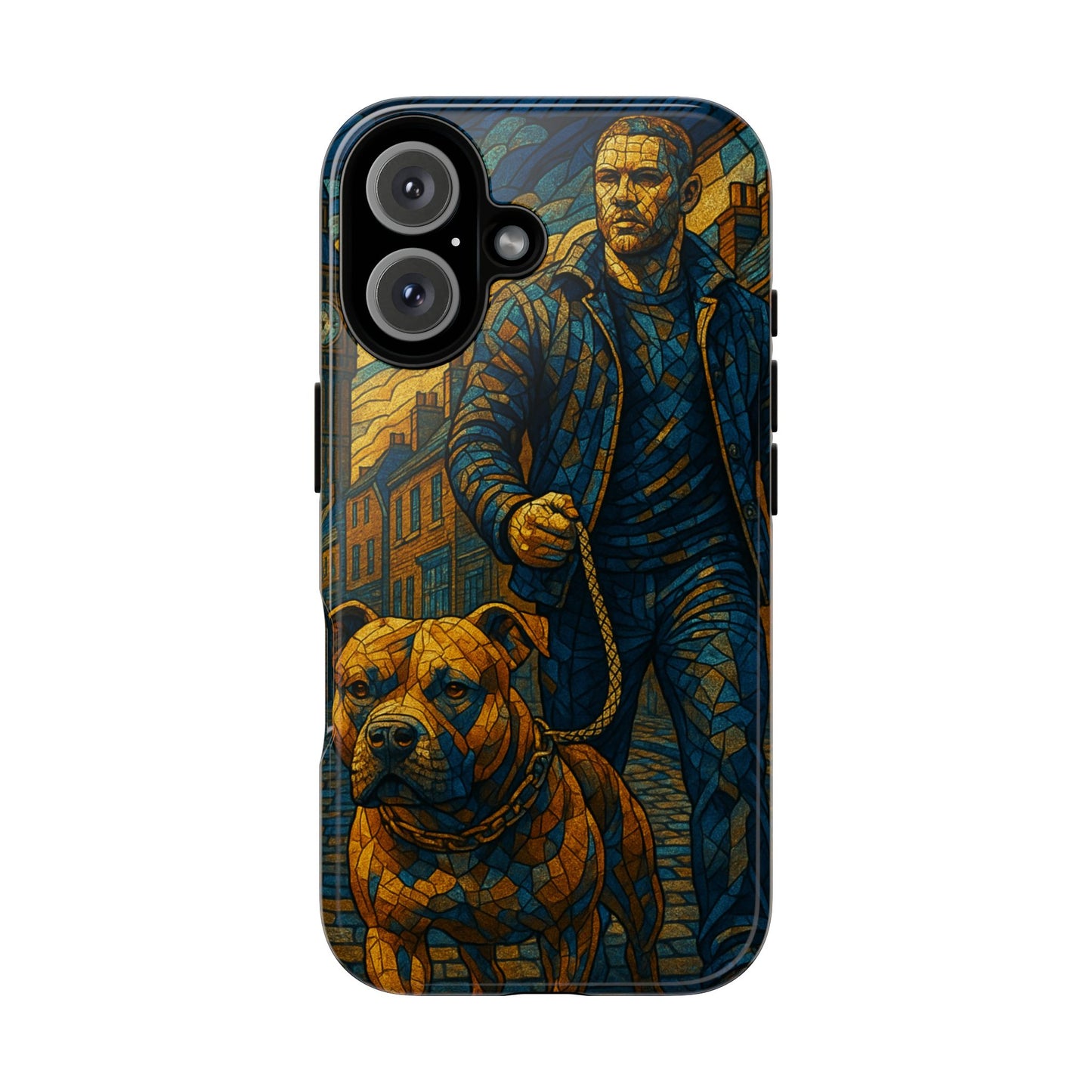 Bold Art Phone Case - Tough Cases for Dog Lovers, Unique Gift for Pet Owners, Phone Accessories for Him, Vibrant Dog Design, Stylish [...]Urban Mosaic Pitbull iPhone Case