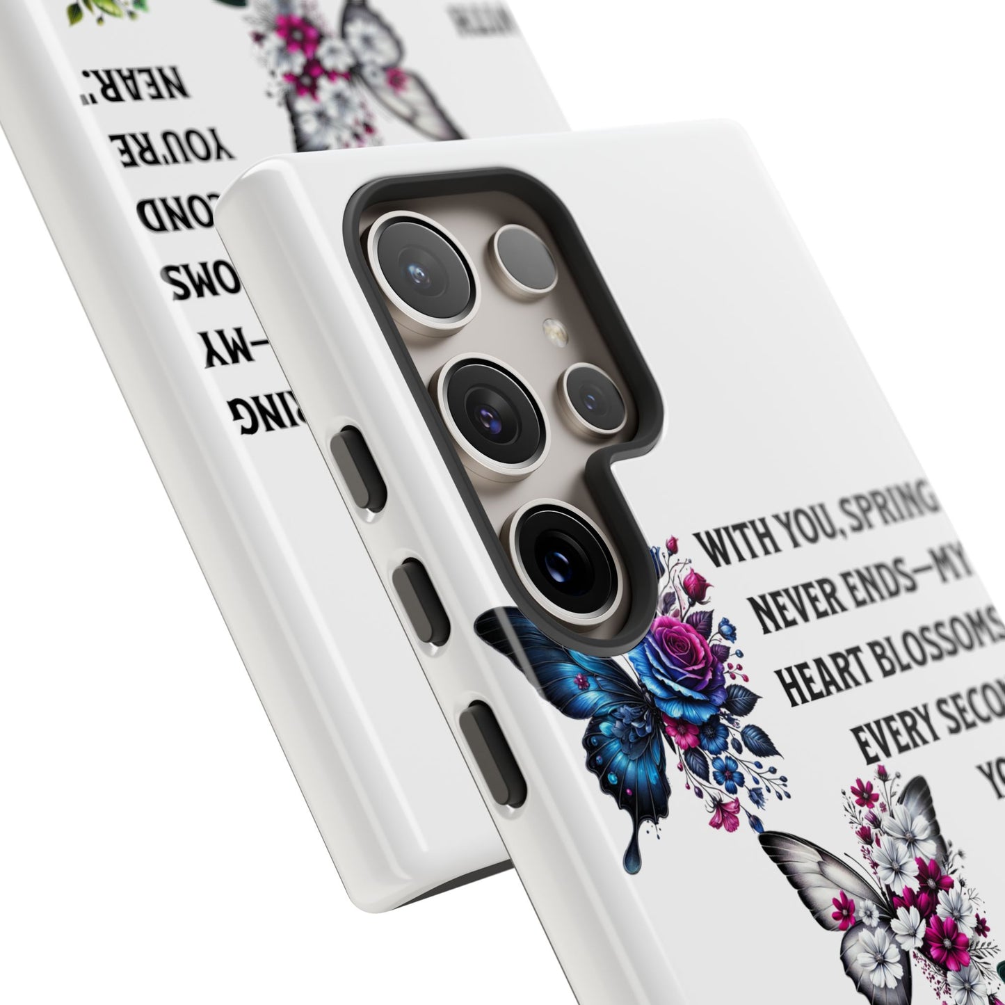 Floral Phone Case for Spring Lovers, Tough Cases, Inspirational Gift, Mother's Day Present, Floral Art Case, Butterfly Decor