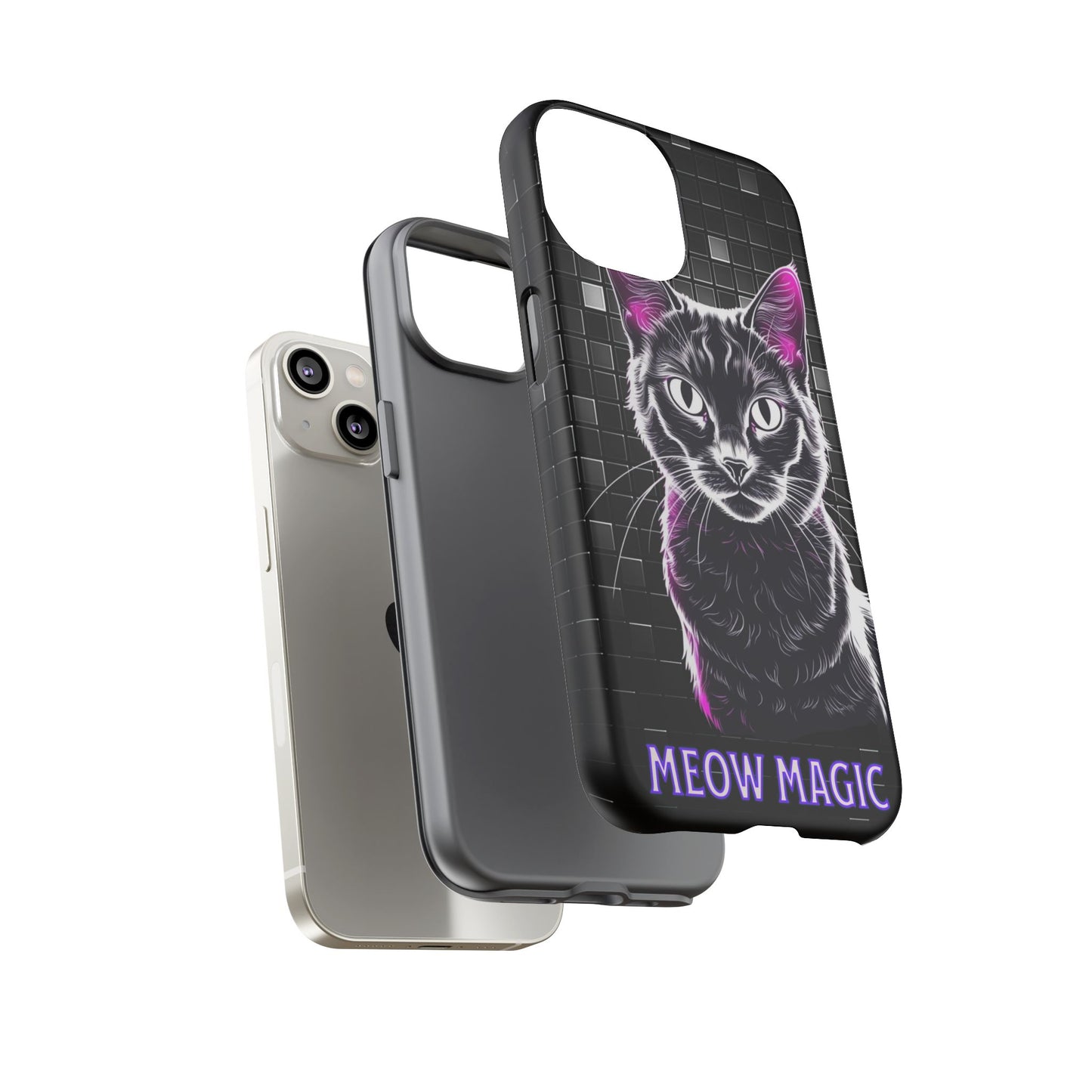 Cat Phone Case - Meow Magic, Cute Cat Lover Gift, Cat Mom Accessory, Pet-Themed Phone Cover, Stylish Cat Art Case