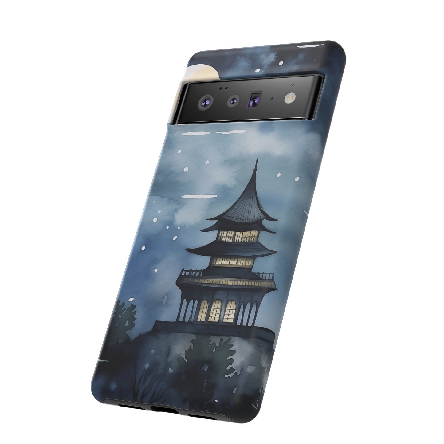 Winter Themed Phone Case, Night Sky Cell Phone Cover, Cozy Snowy Scene, Gift for Nature Lovers, Customizable Case