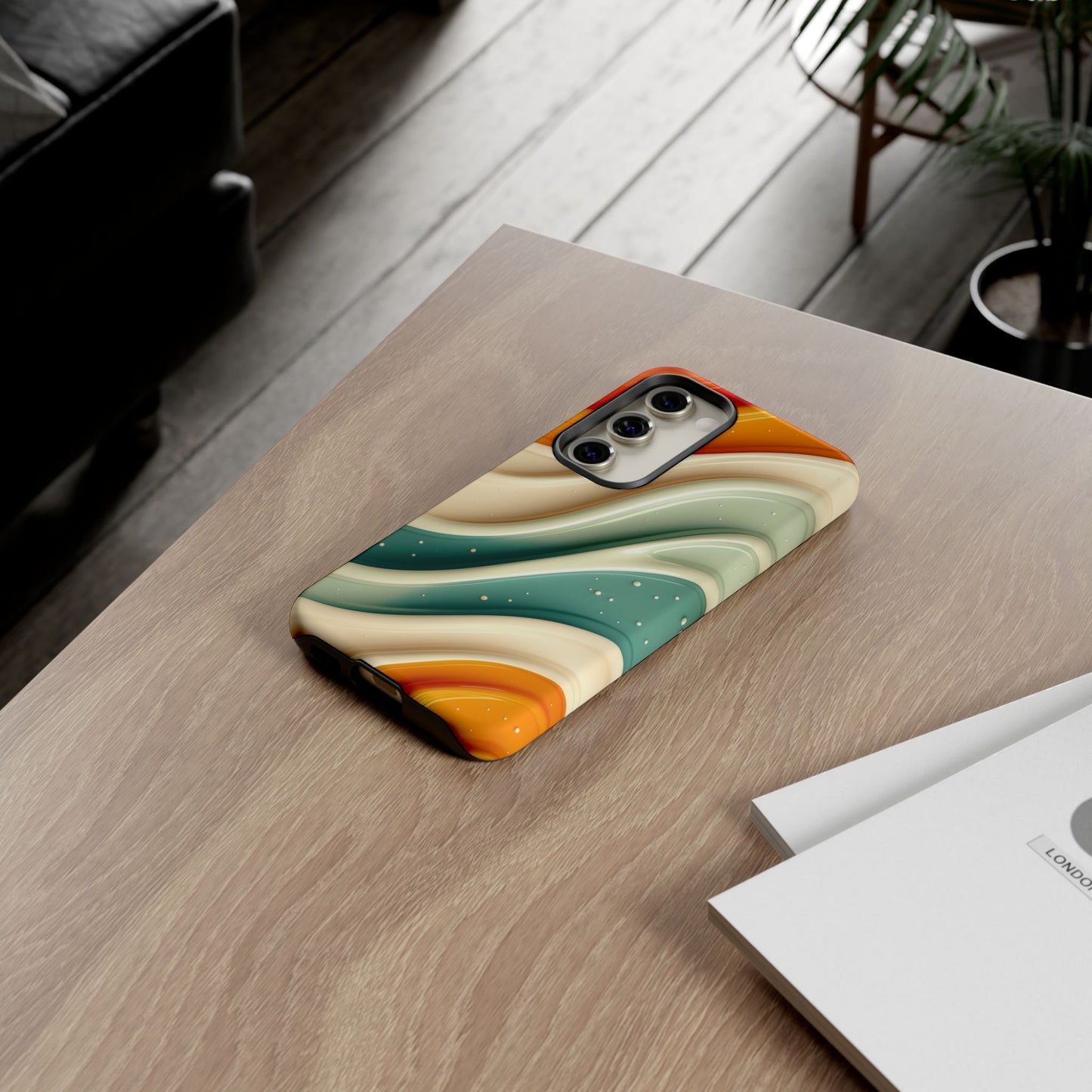 Retro Phone Case, Abstract Floral Design, Trendy Mobile Cover, Modern Tech Accessories, Gift for Her