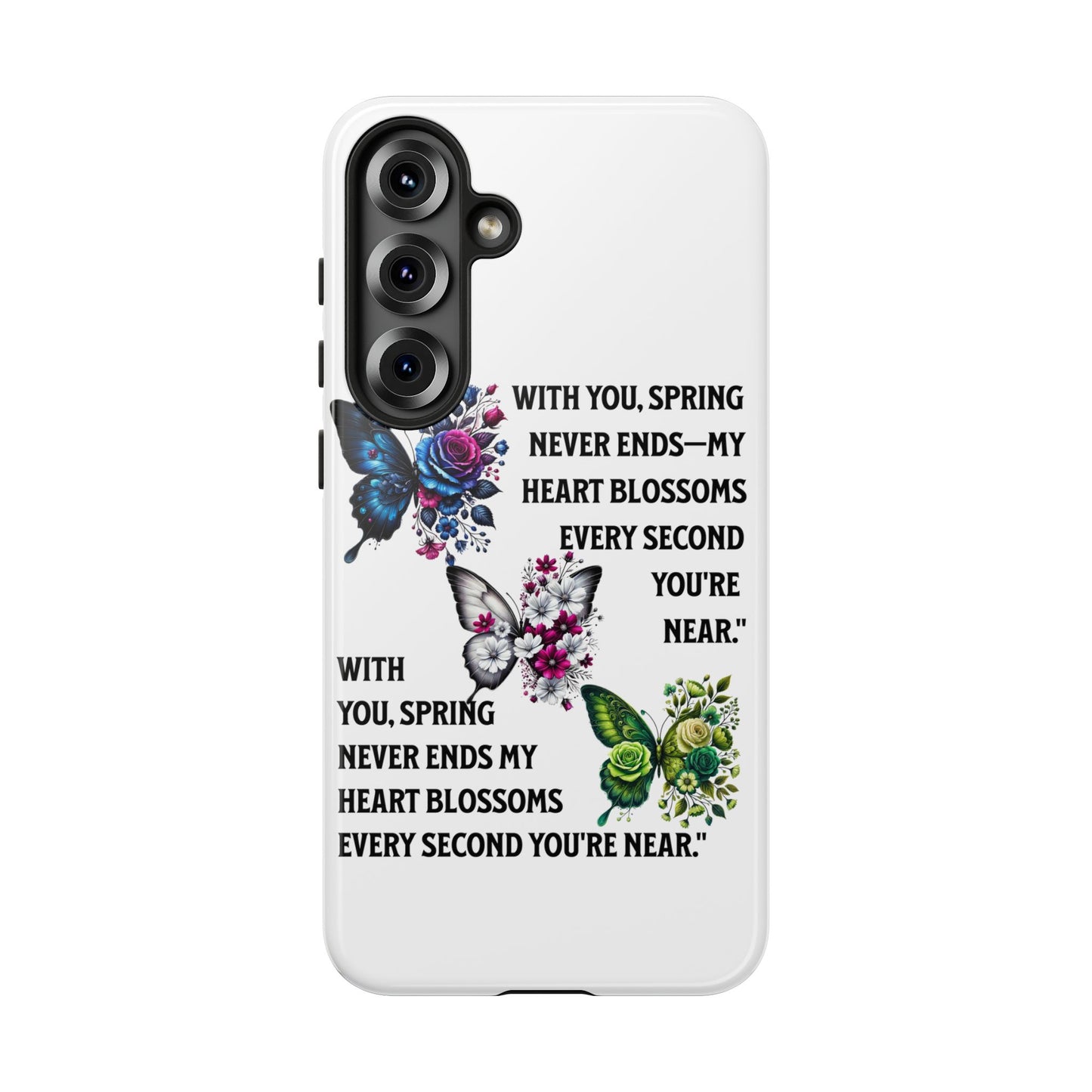 Floral Phone Case for Spring Lovers, Tough Cases, Inspirational Gift, Mother's Day Present, Floral Art Case, Butterfly Decor