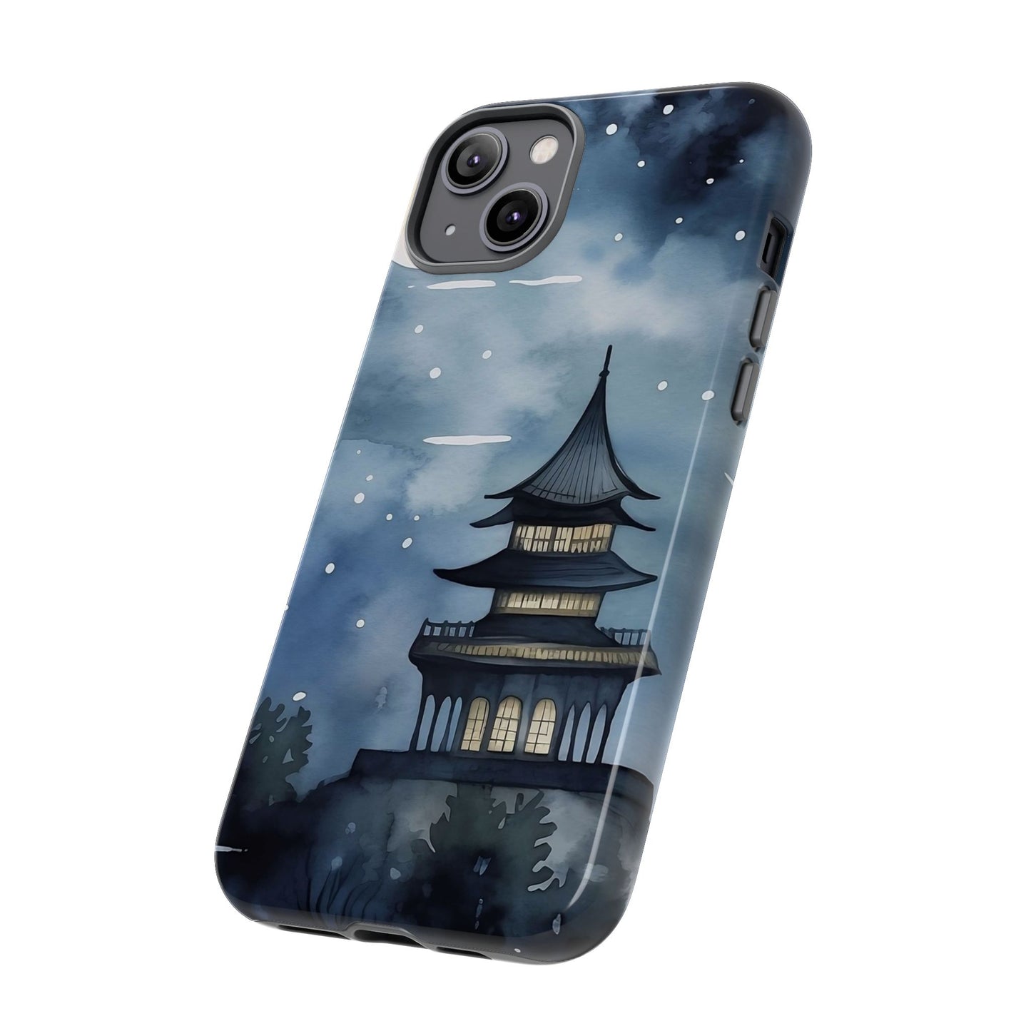 Winter Themed Phone Case, Night Sky Cell Phone Cover, Cozy Snowy Scene, Gift for Nature Lovers, Customizable Case