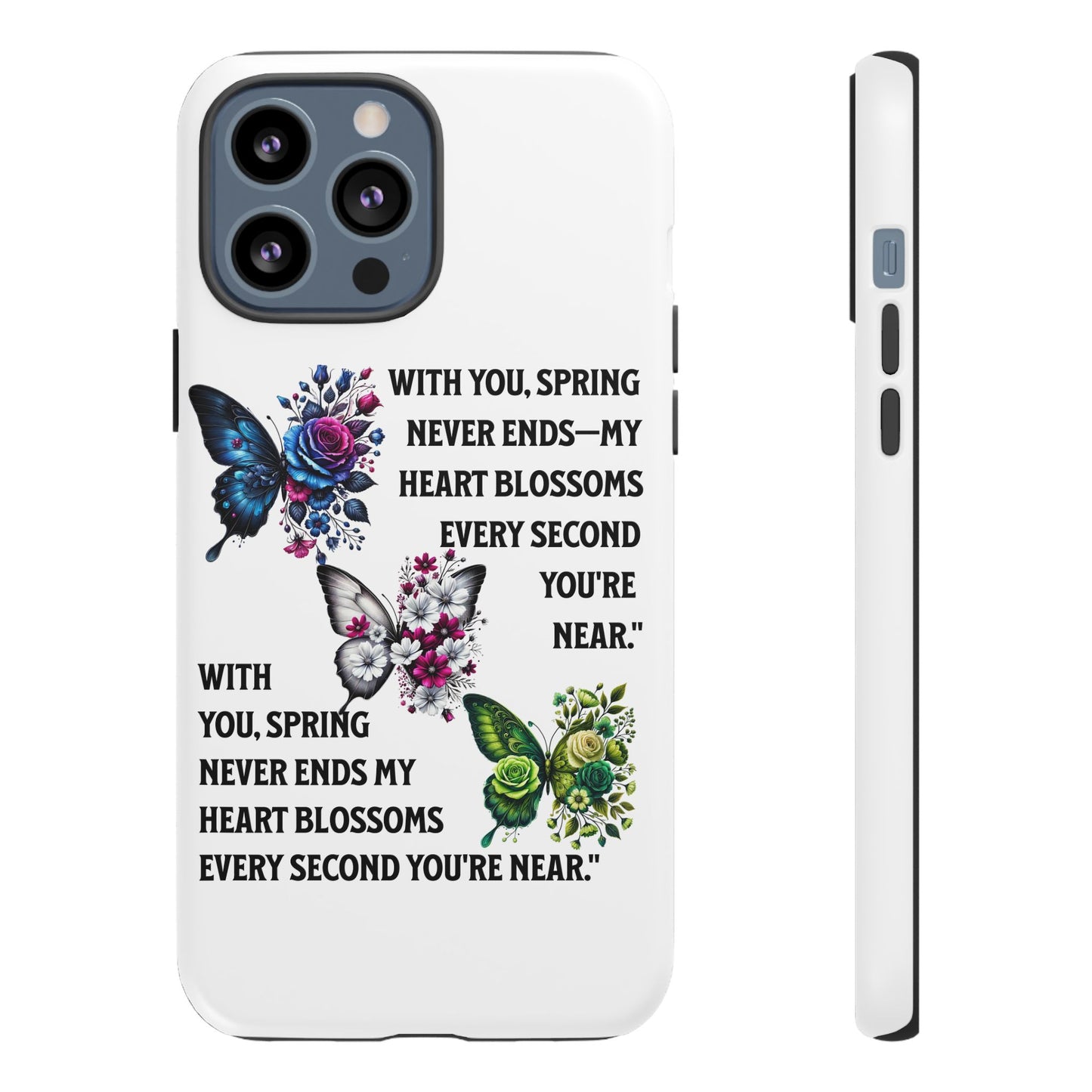 Floral Phone Case for Spring Lovers, Tough Cases, Inspirational Gift, Mother's Day Present, Floral Art Case, Butterfly Decor