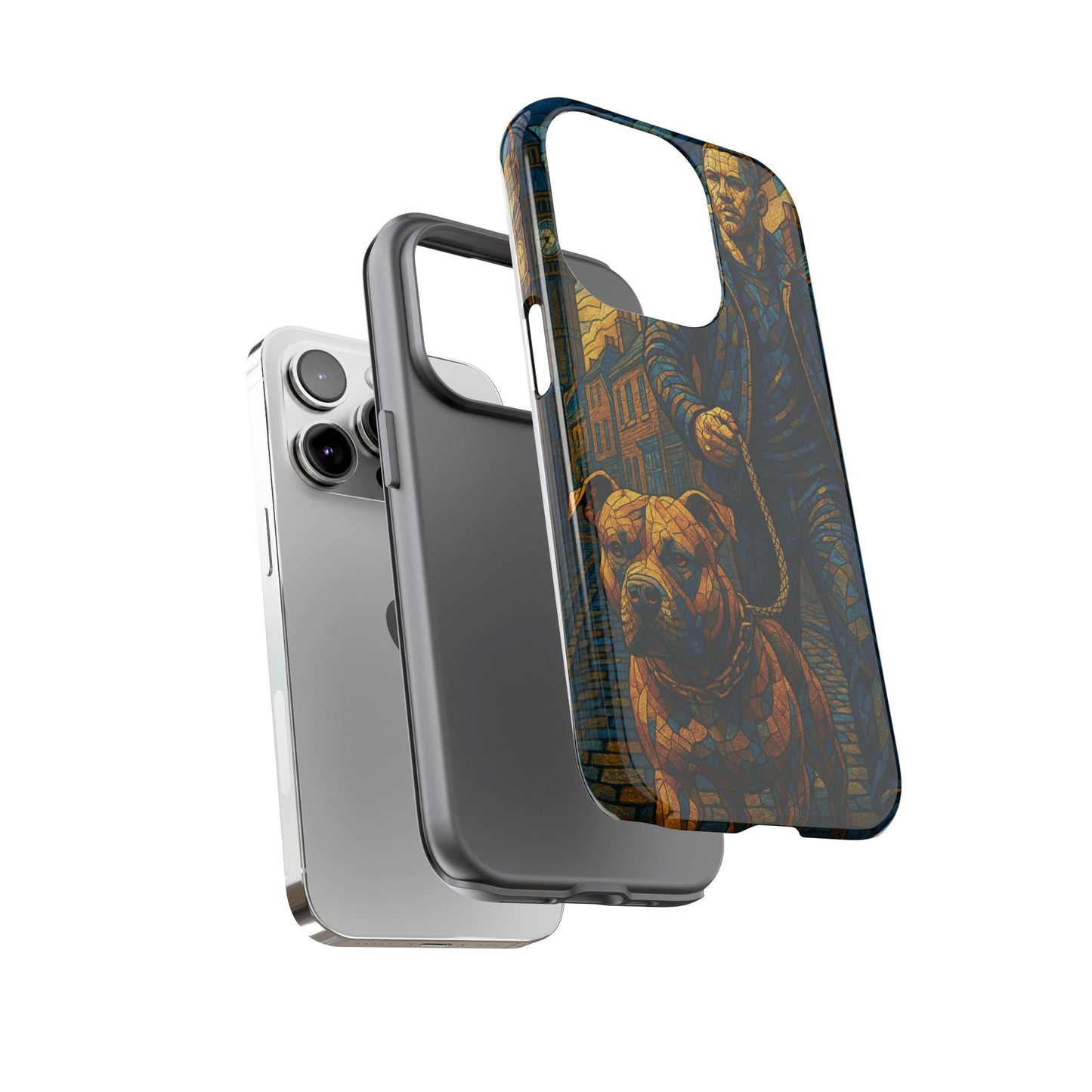 Bold Art Phone Case - Tough Cases for Dog Lovers, Unique Gift for Pet Owners, Phone Accessories for Him, Vibrant Dog Design, Stylish [...]Urban Mosaic Pitbull iPhone Case