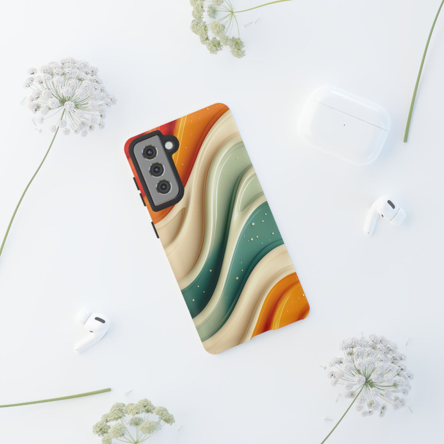 Retro Phone Case, Abstract Floral Design, Trendy Mobile Cover, Modern Tech Accessories, Gift for Her