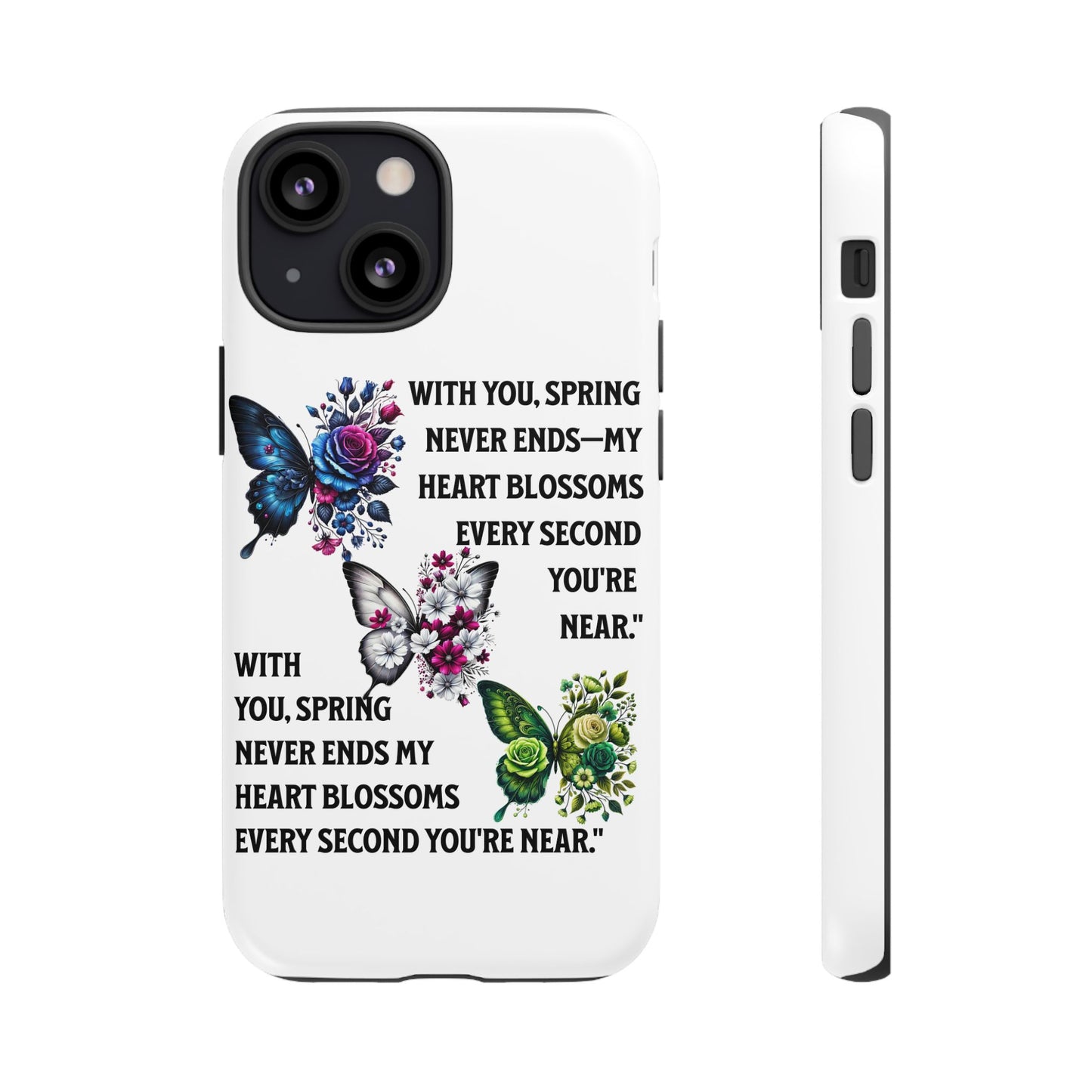 Floral Phone Case for Spring Lovers, Tough Cases, Inspirational Gift, Mother's Day Present, Floral Art Case, Butterfly Decor