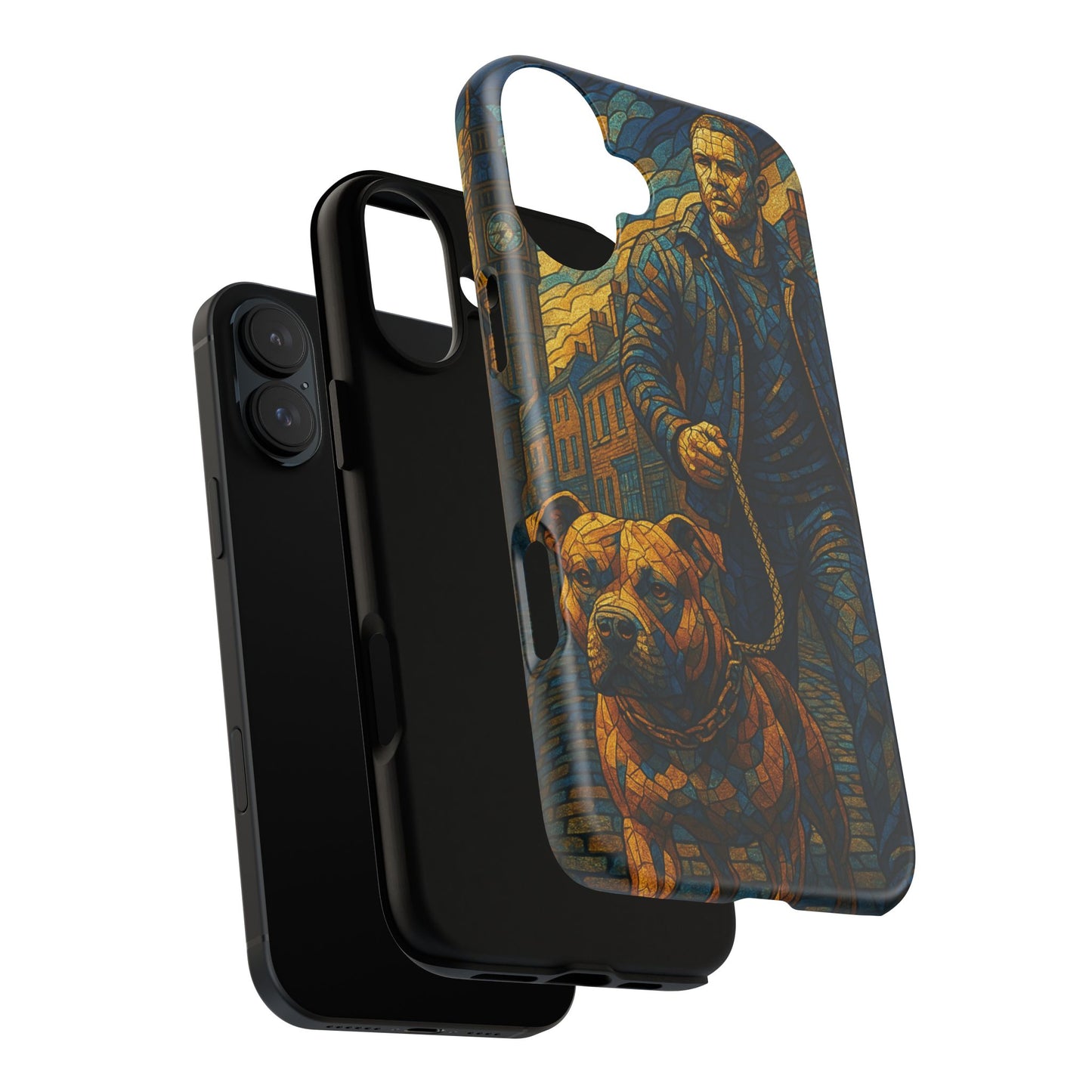 Bold Art Phone Case - Tough Cases for Dog Lovers, Unique Gift for Pet Owners, Phone Accessories for Him, Vibrant Dog Design, Stylish [...]Urban Mosaic Pitbull iPhone Case
