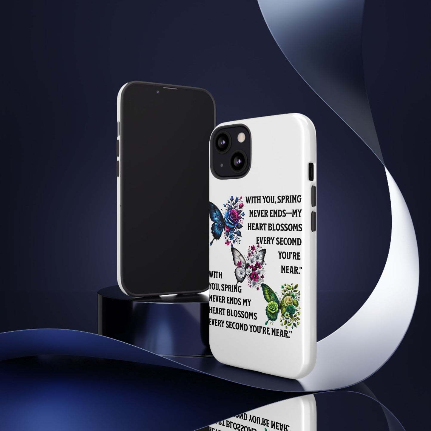 Floral Phone Case for Spring Lovers, Tough Cases, Inspirational Gift, Mother's Day Present, Floral Art Case, Butterfly Decor
