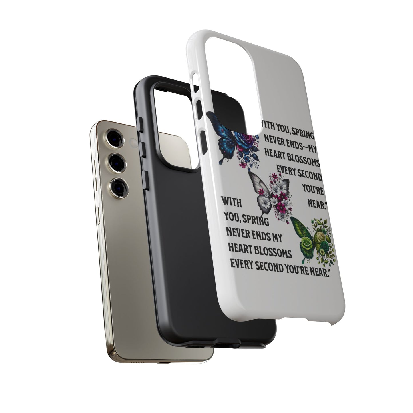Floral Phone Case for Spring Lovers, Tough Cases, Inspirational Gift, Mother's Day Present, Floral Art Case, Butterfly Decor