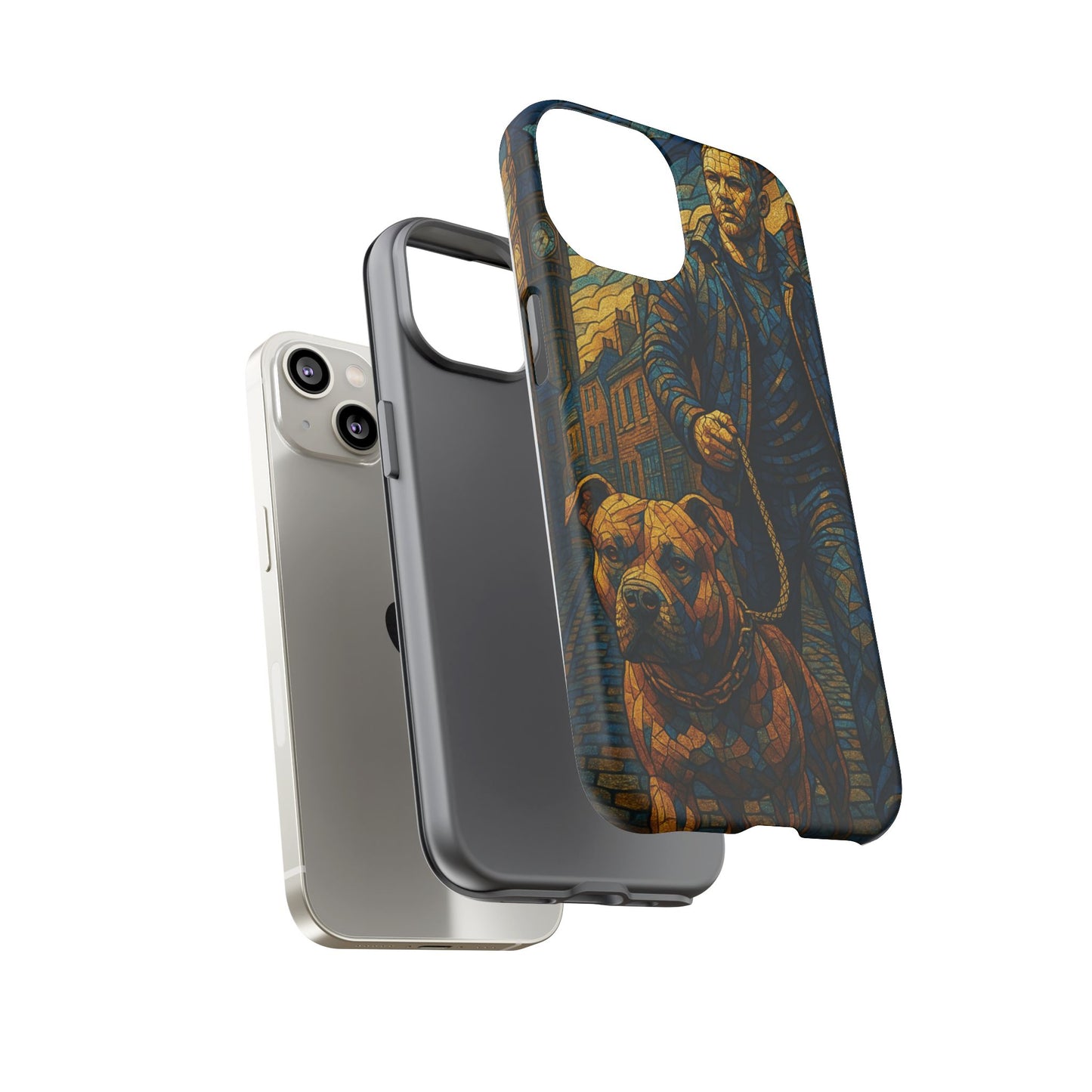 Bold Art Phone Case - Tough Cases for Dog Lovers, Unique Gift for Pet Owners, Phone Accessories for Him, Vibrant Dog Design, Stylish [...]Urban Mosaic Pitbull iPhone Case