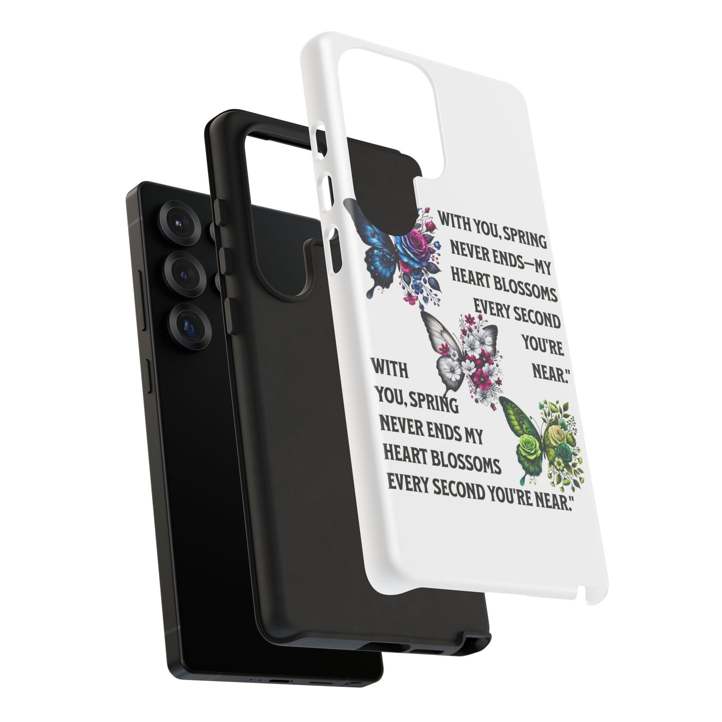Floral Phone Case for Spring Lovers, Tough Cases, Inspirational Gift, Mother's Day Present, Floral Art Case, Butterfly Decor