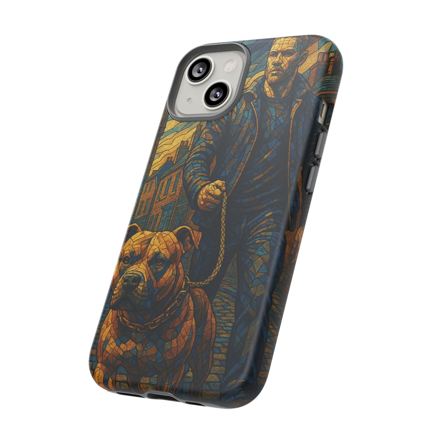 Bold Art Phone Case - Tough Cases for Dog Lovers, Unique Gift for Pet Owners, Phone Accessories for Him, Vibrant Dog Design, Stylish [...]Urban Mosaic Pitbull iPhone Case