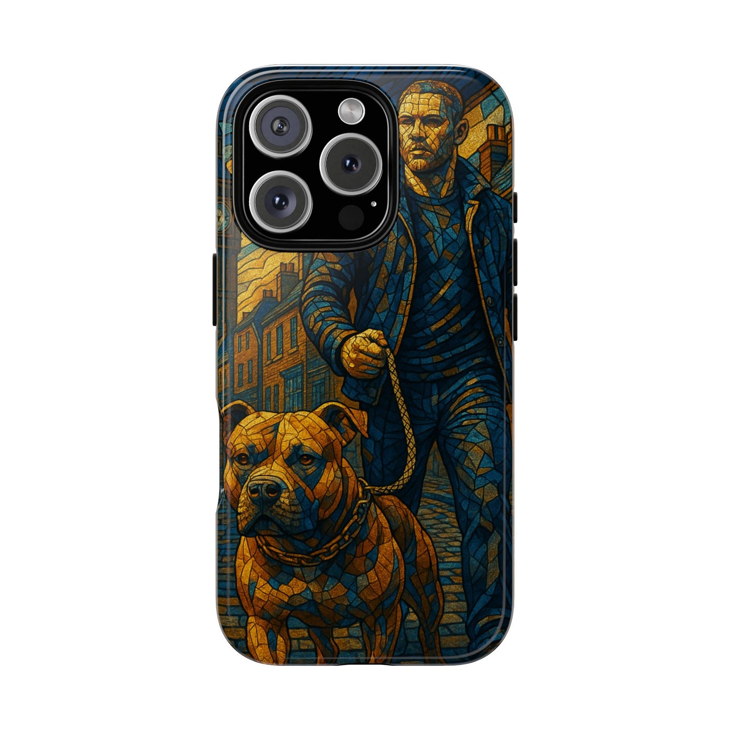 Bold Art Phone Case - Tough Cases for Dog Lovers, Unique Gift for Pet Owners, Phone Accessories for Him, Vibrant Dog Design, Stylish [...]Urban Mosaic Pitbull iPhone Case