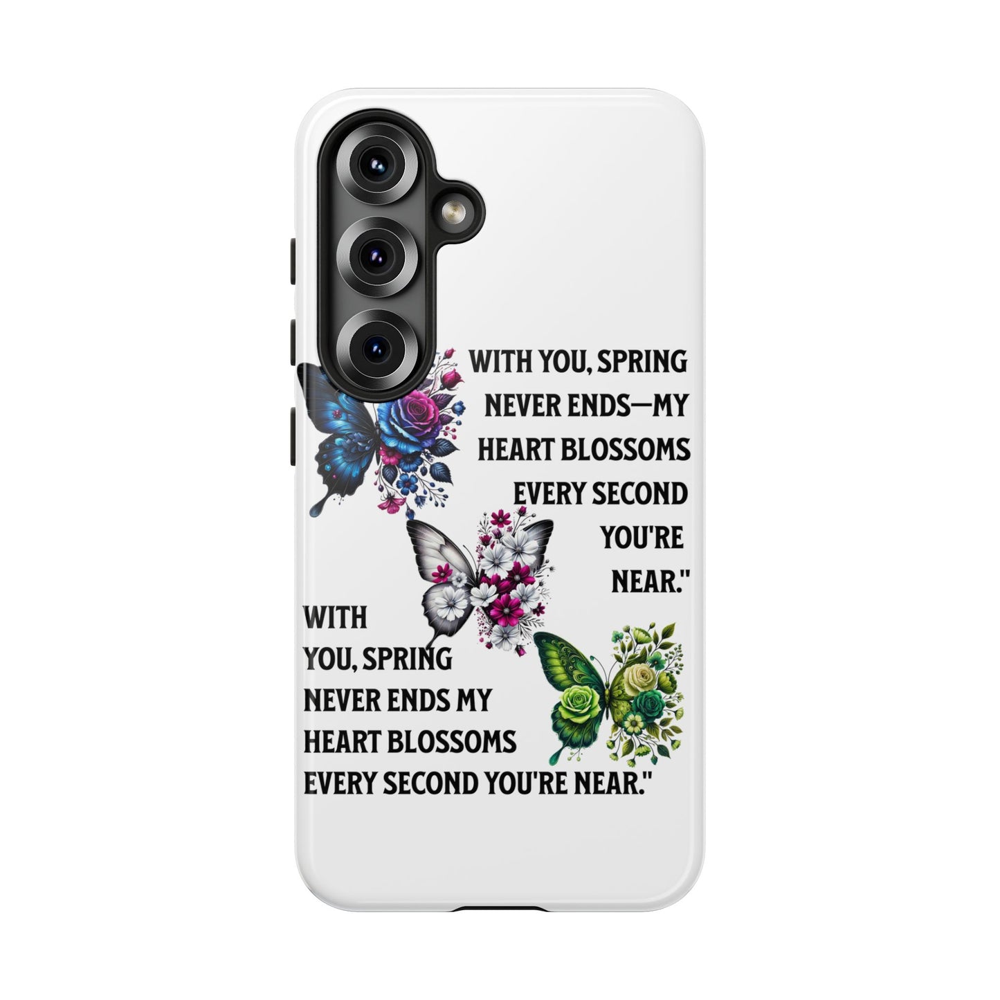 Floral Phone Case for Spring Lovers, Tough Cases, Inspirational Gift, Mother's Day Present, Floral Art Case, Butterfly Decor