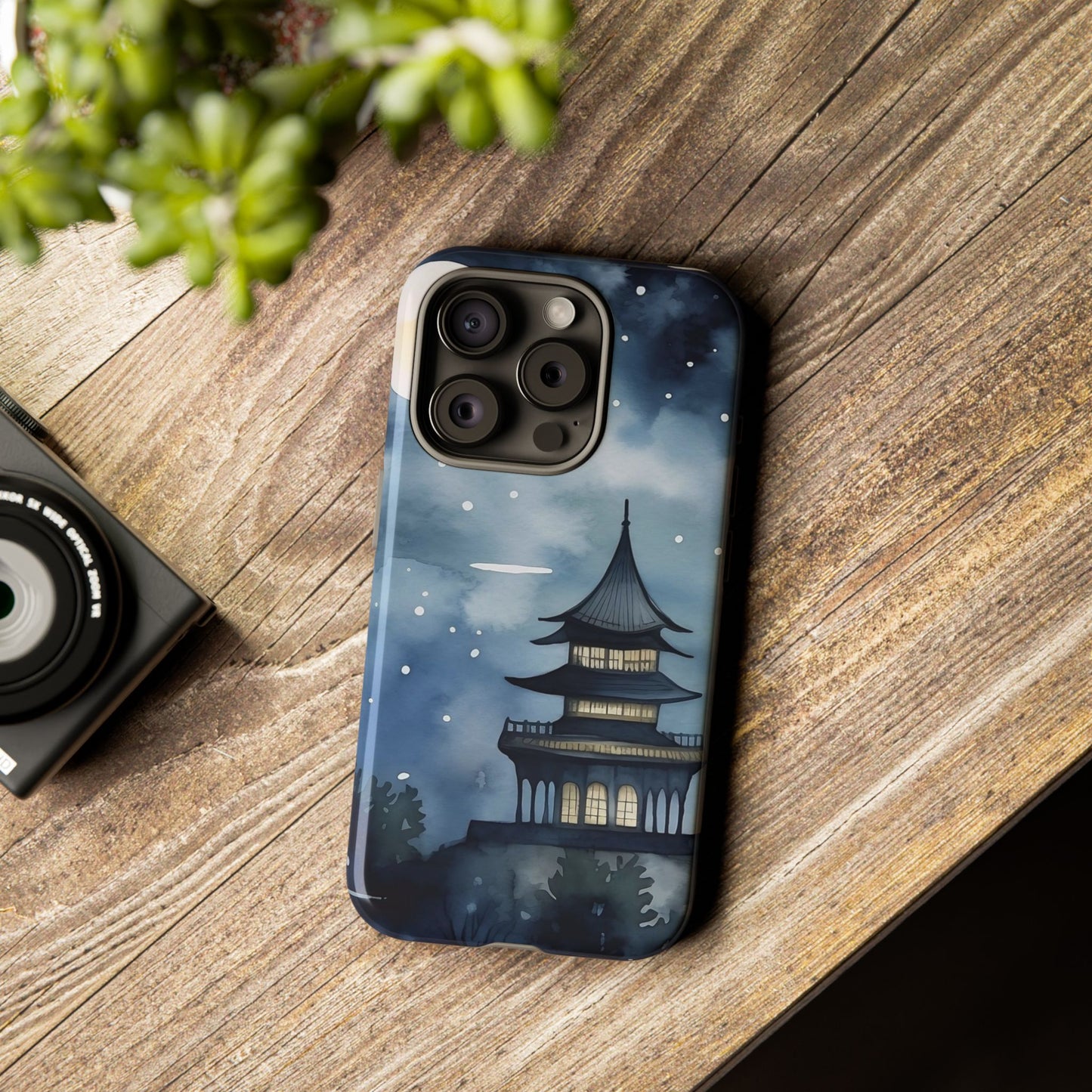 Winter Themed Phone Case, Night Sky Cell Phone Cover, Cozy Snowy Scene, Gift for Nature Lovers, Customizable Case