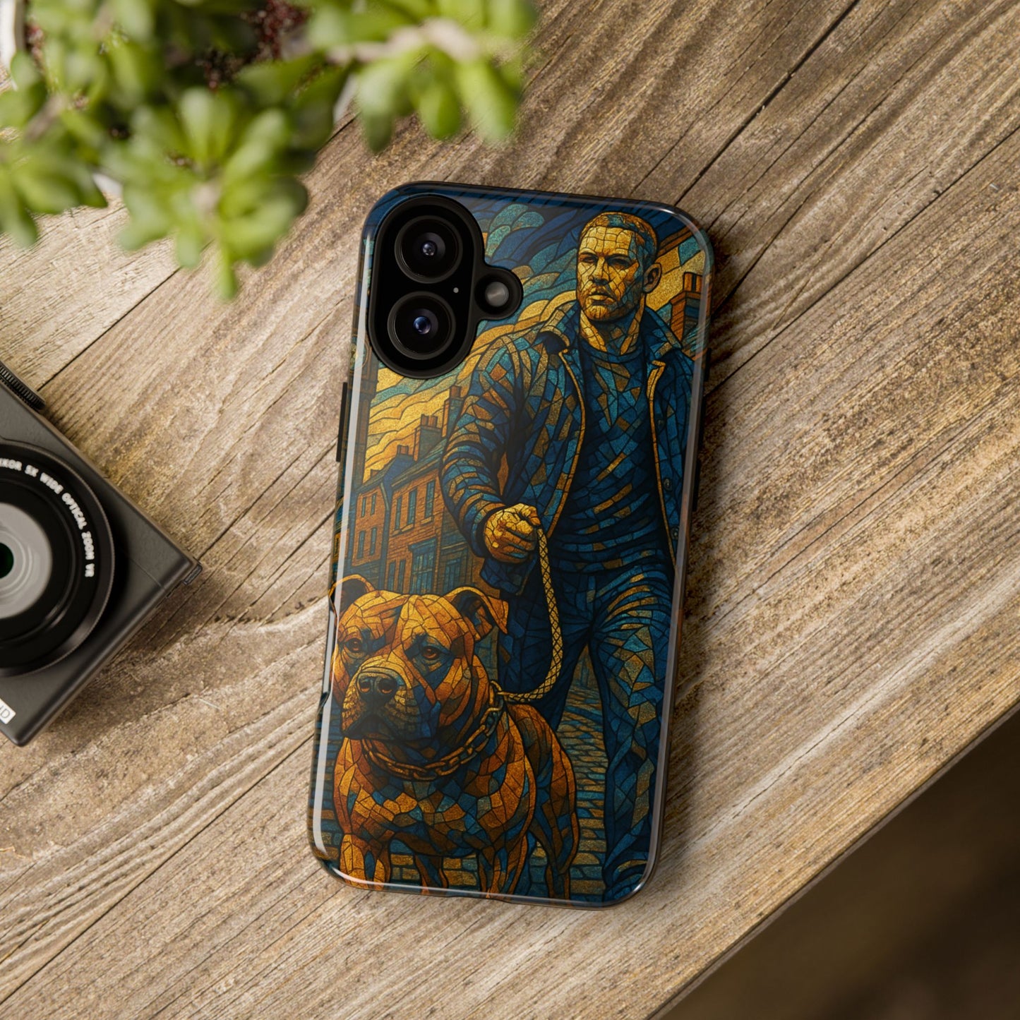 Bold Art Phone Case - Tough Cases for Dog Lovers, Unique Gift for Pet Owners, Phone Accessories for Him, Vibrant Dog Design, Stylish [...]Urban Mosaic Pitbull iPhone Case