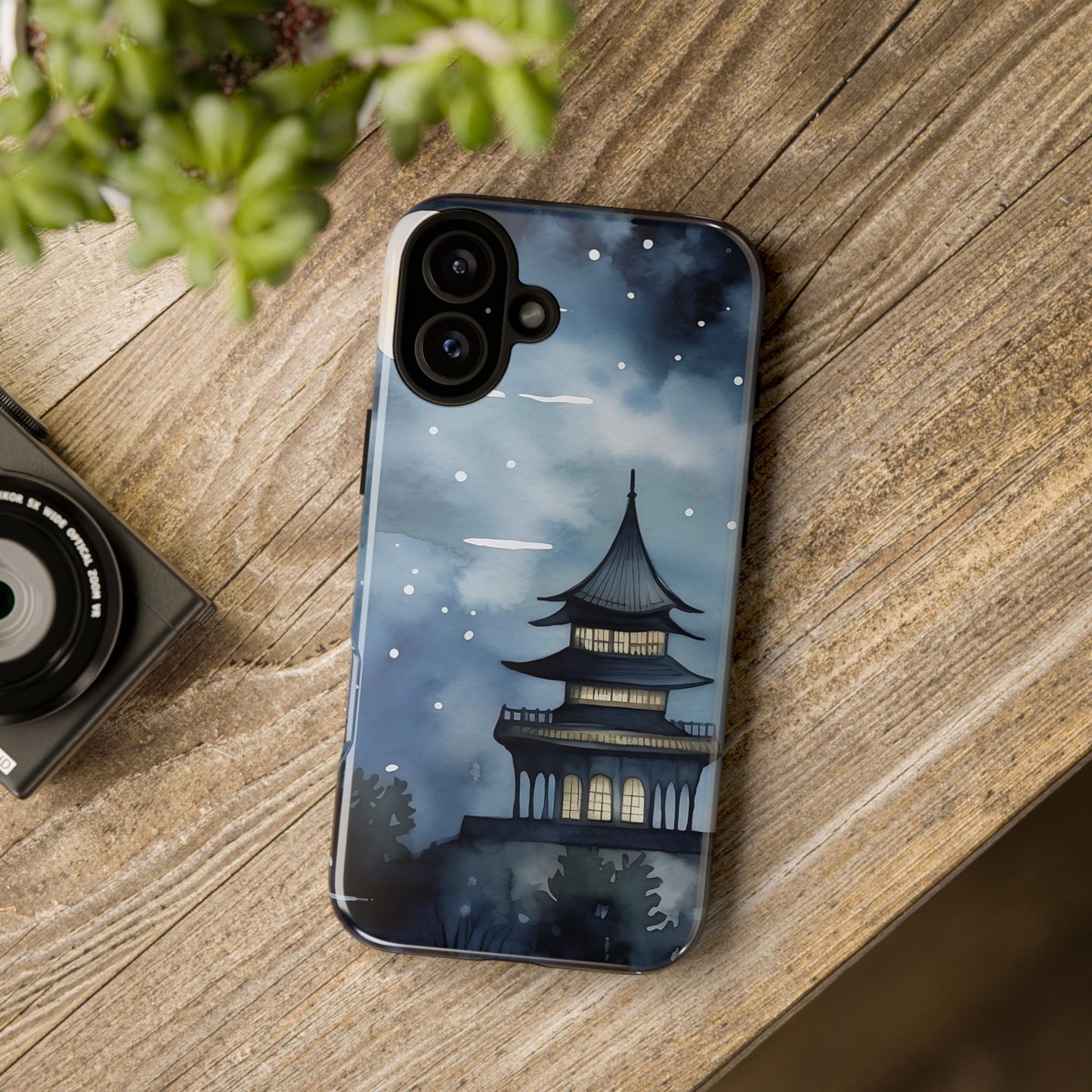 Winter Themed Phone Case, Night Sky Cell Phone Cover, Cozy Snowy Scene, Gift for Nature Lovers, Customizable Case