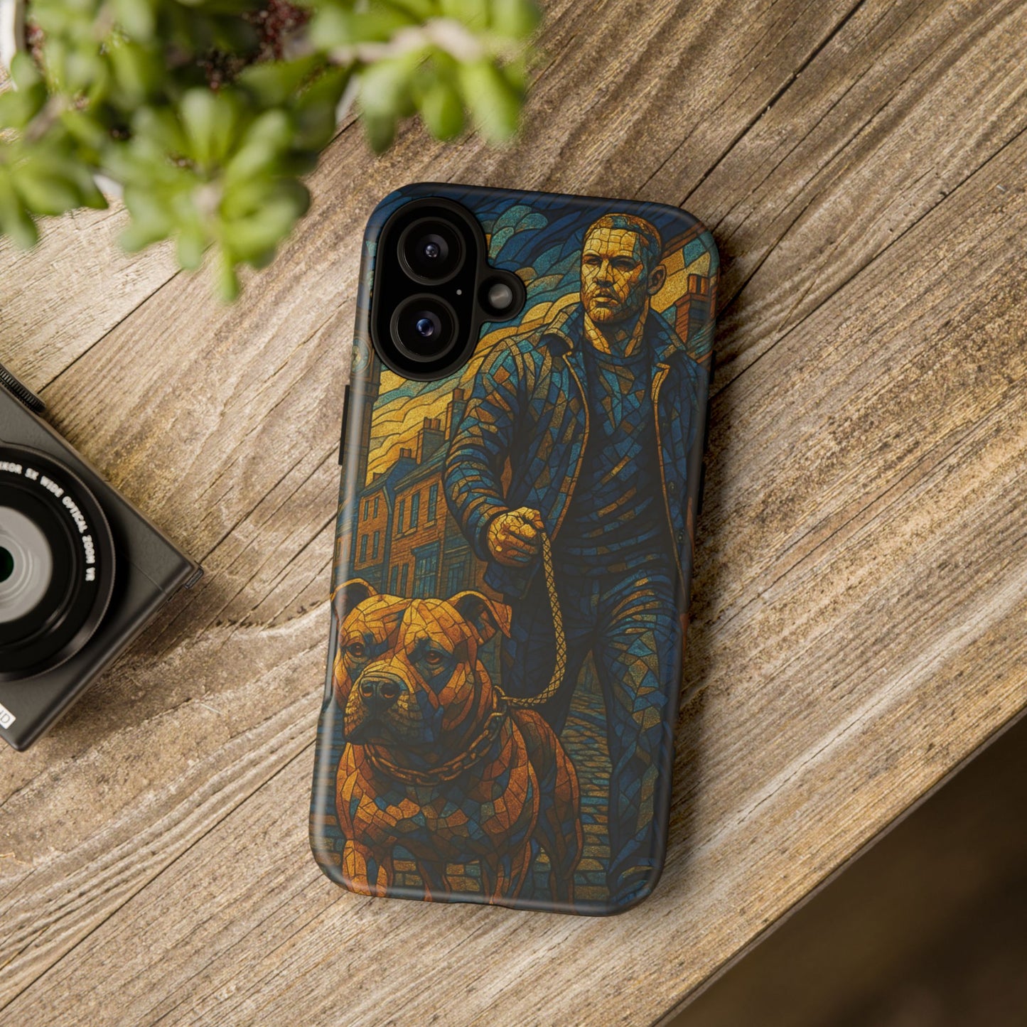 Bold Art Phone Case - Tough Cases for Dog Lovers, Unique Gift for Pet Owners, Phone Accessories for Him, Vibrant Dog Design, Stylish [...]Urban Mosaic Pitbull iPhone Case